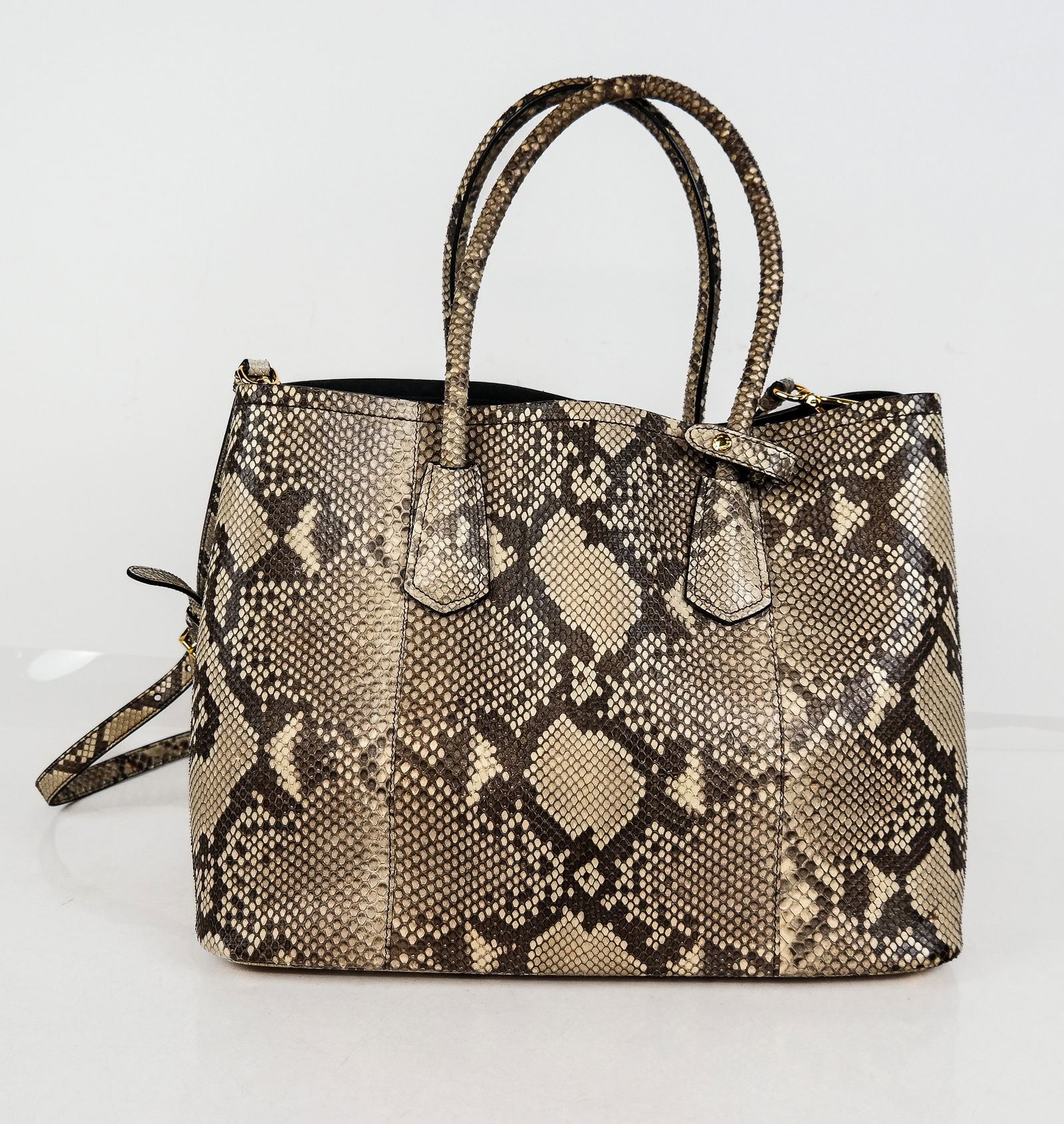 Prada Python Snakeskin Double Bag in Roccio - 5