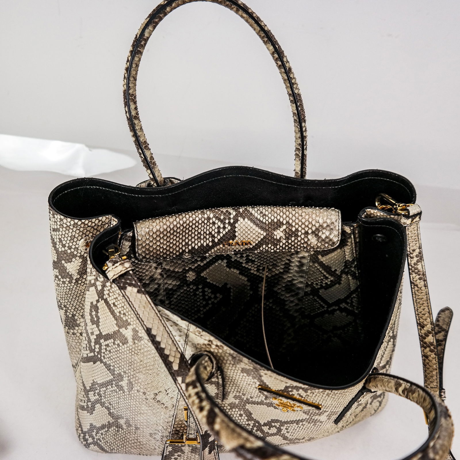 Prada Python Snakeskin Double Bag in Roccio - 6