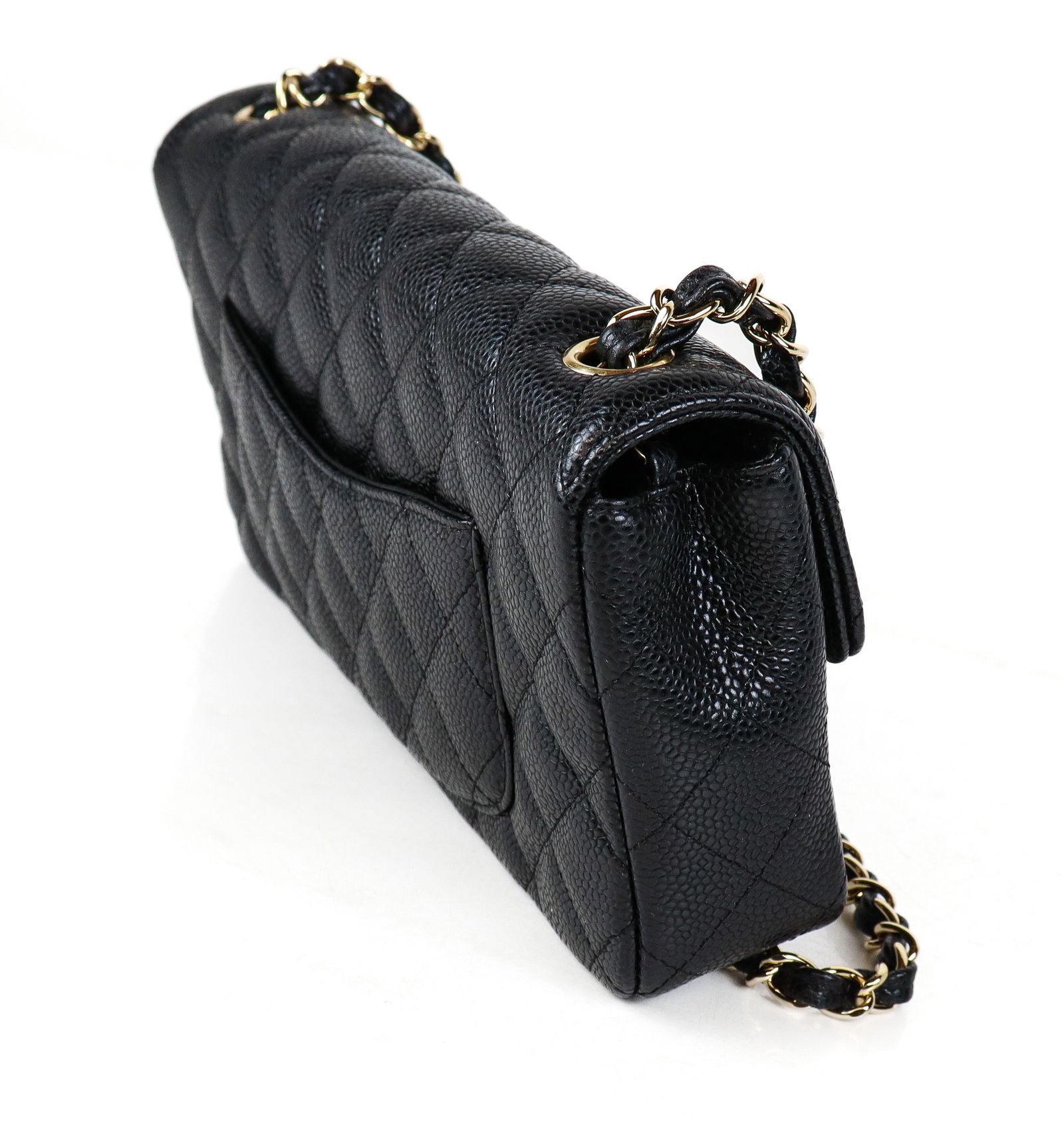 Chanel Caviar Leather Medium Classic Flap Handbag - 11