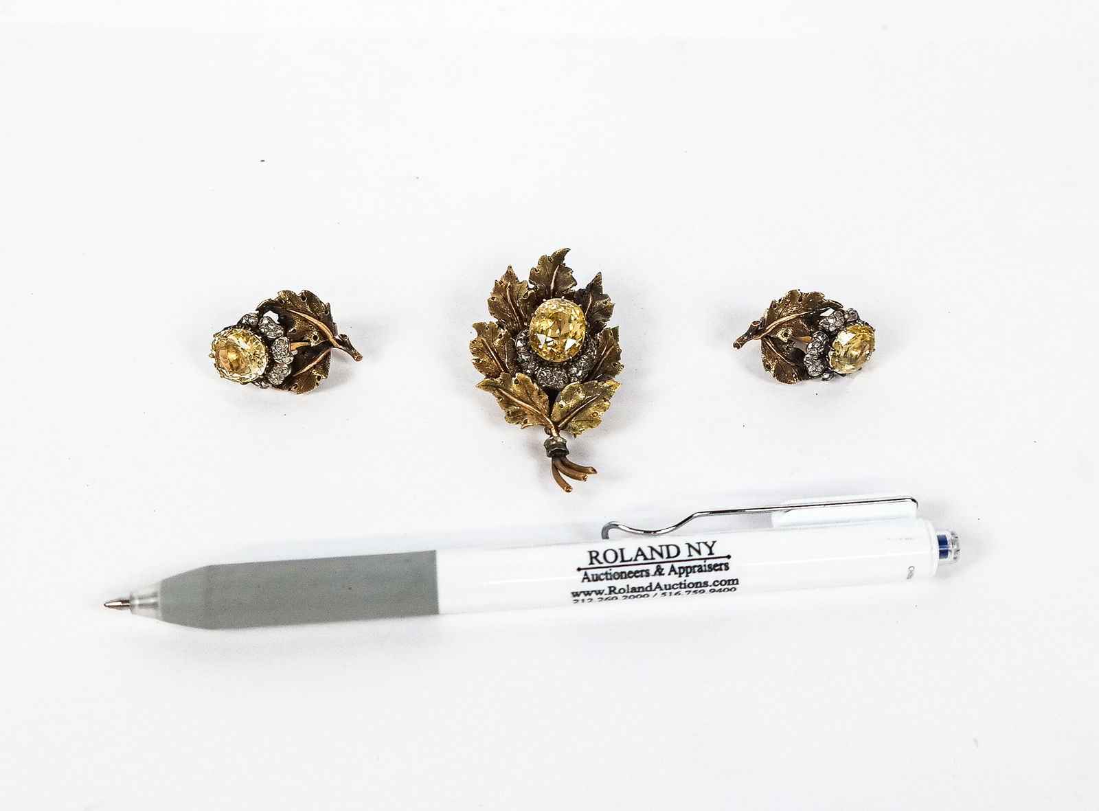 Buccellati Citrine & Diamond Clip & Earring Set, 3 - 12