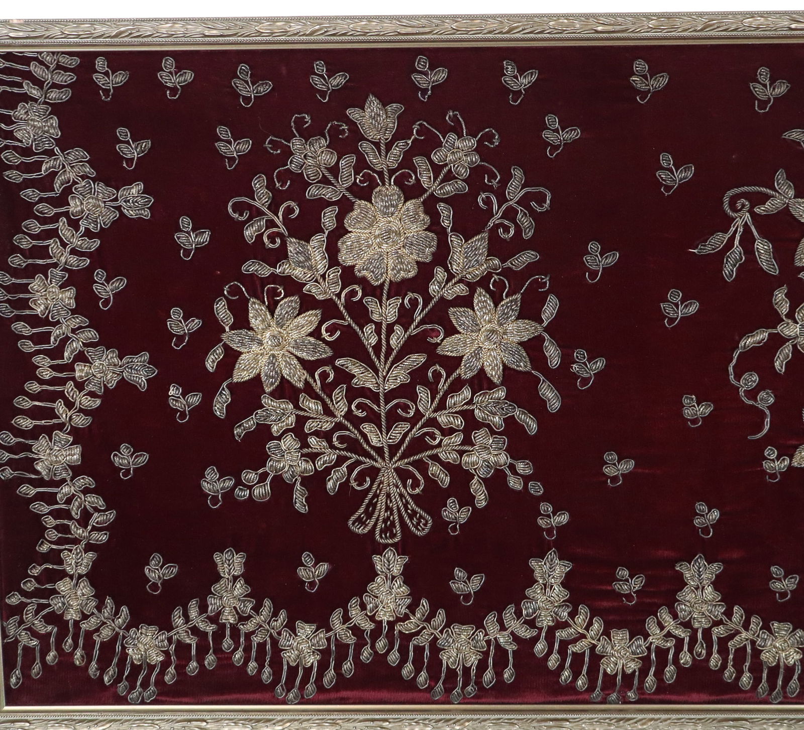 Persian Silver Thread Framed Fabric Panel - 10