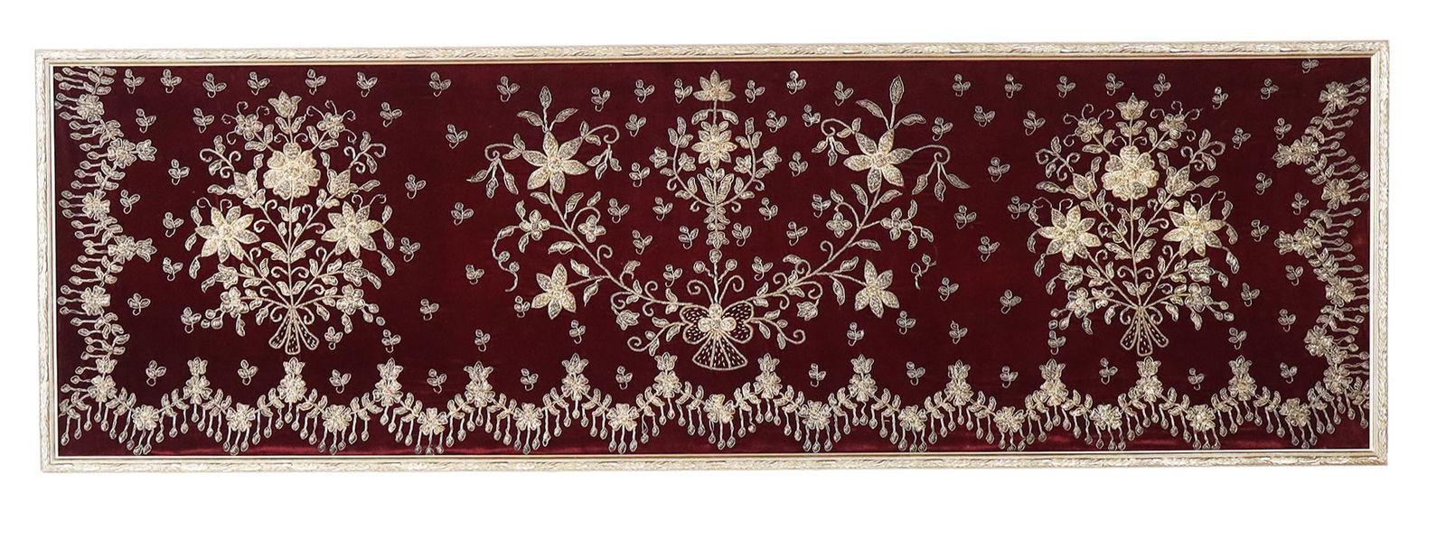 Persian Silver Thread Framed Fabric Panel - 11