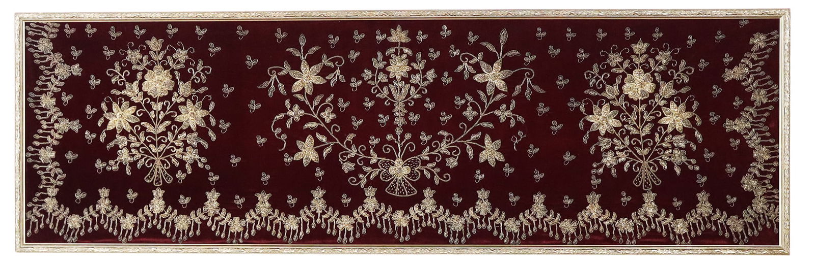 Persian Silver Thread Framed Fabric Panel - 2