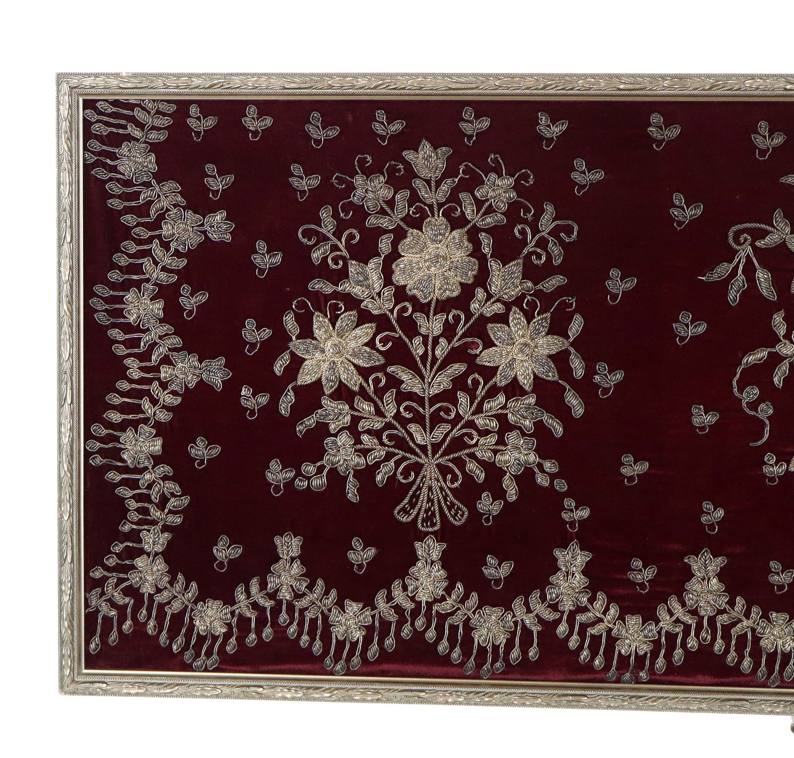 Persian Silver Thread Framed Fabric Panel - 4