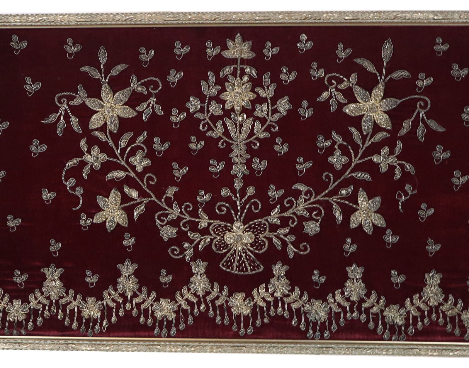 Persian Silver Thread Framed Fabric Panel - 9