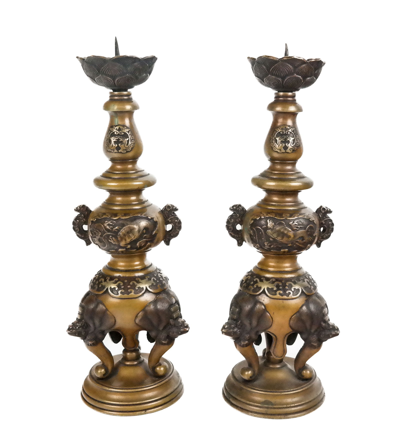2 Nagoshi MASAHARU Japanese Bronze Candlesticks (1 of 15)