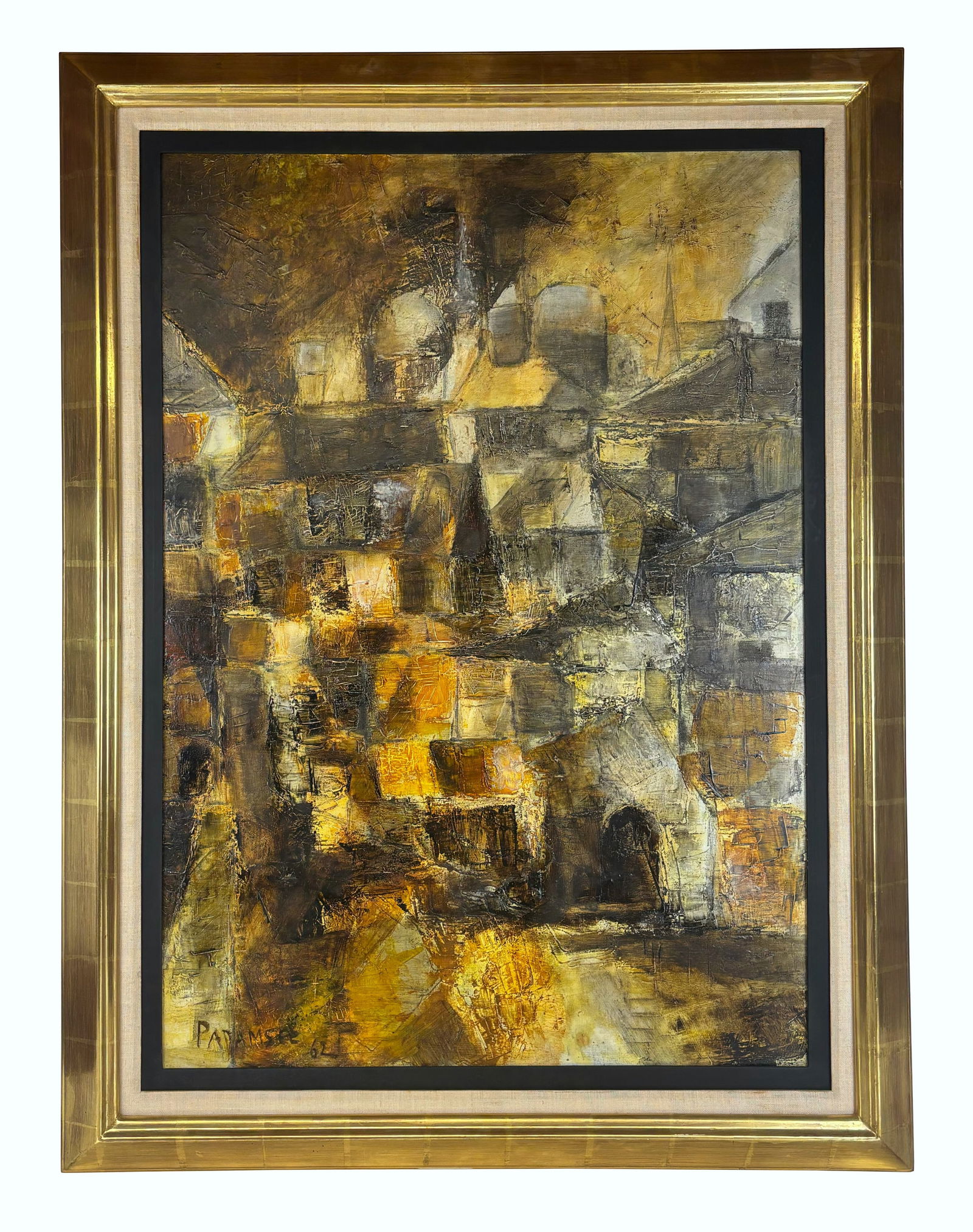 Akbar PADAMSEE Abstract Cityscape Oil on Canvas (1 of 9)