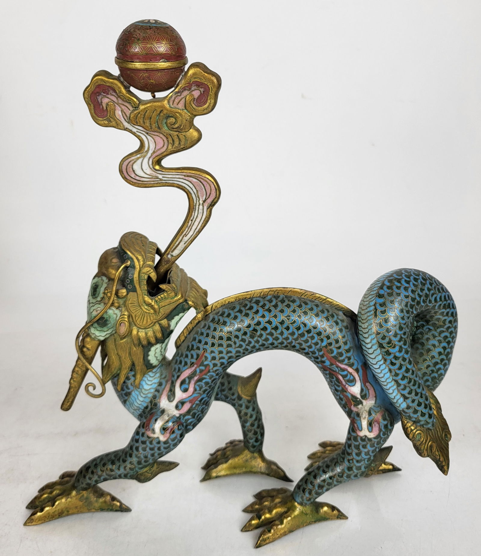 Chinese Cloisonne Dragon Pricket Sticks - Pair - 10
