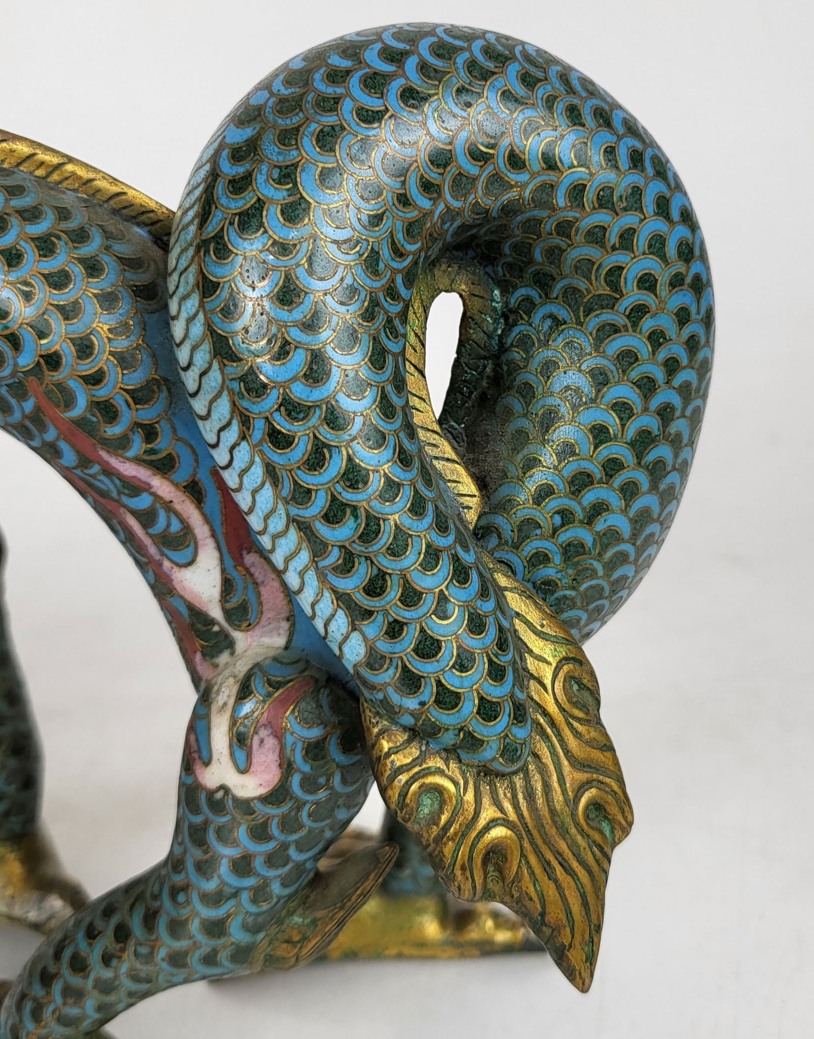 Chinese Cloisonne Dragon Pricket Sticks - Pair - 11