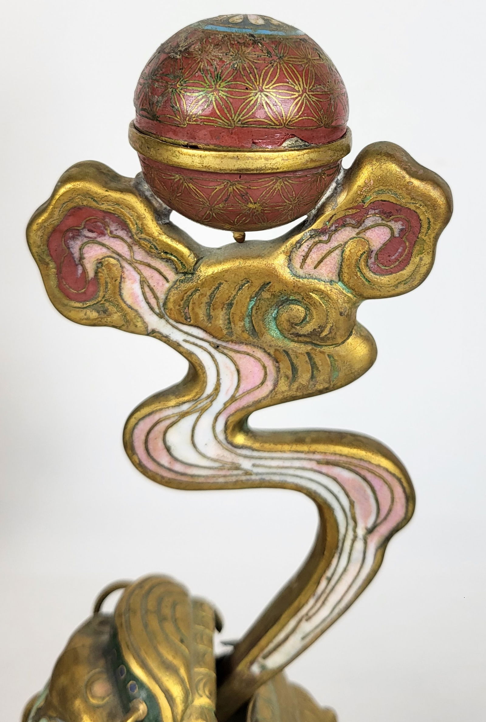 Chinese Cloisonne Dragon Pricket Sticks - Pair - 13