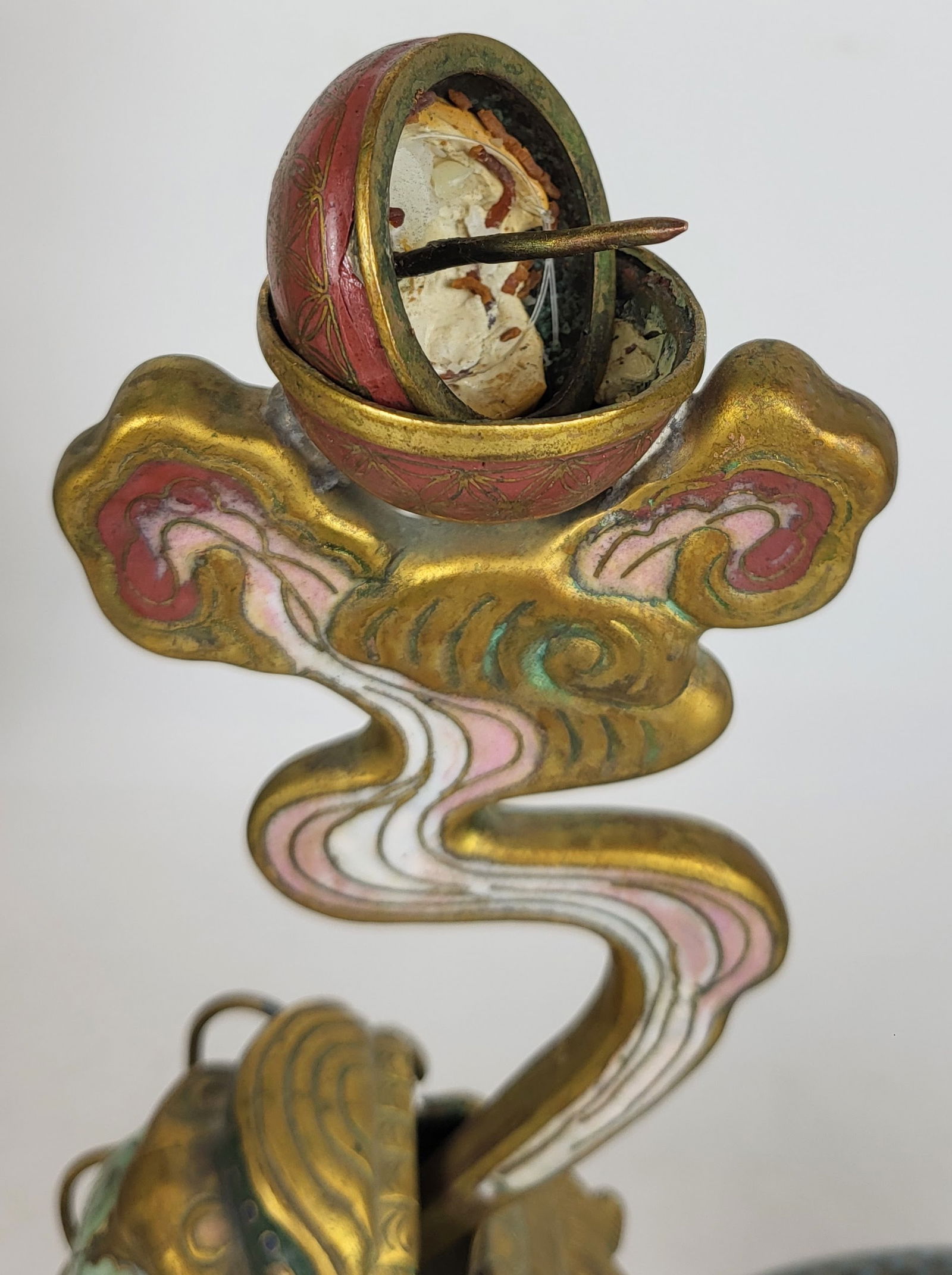 Chinese Cloisonne Dragon Pricket Sticks - Pair - 14