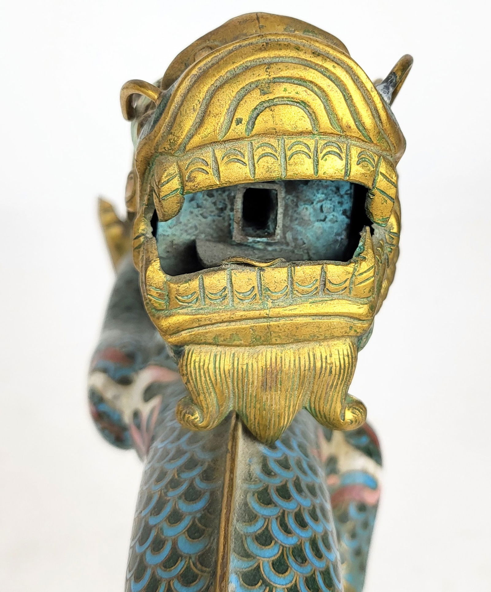 Chinese Cloisonne Dragon Pricket Sticks - Pair - 16