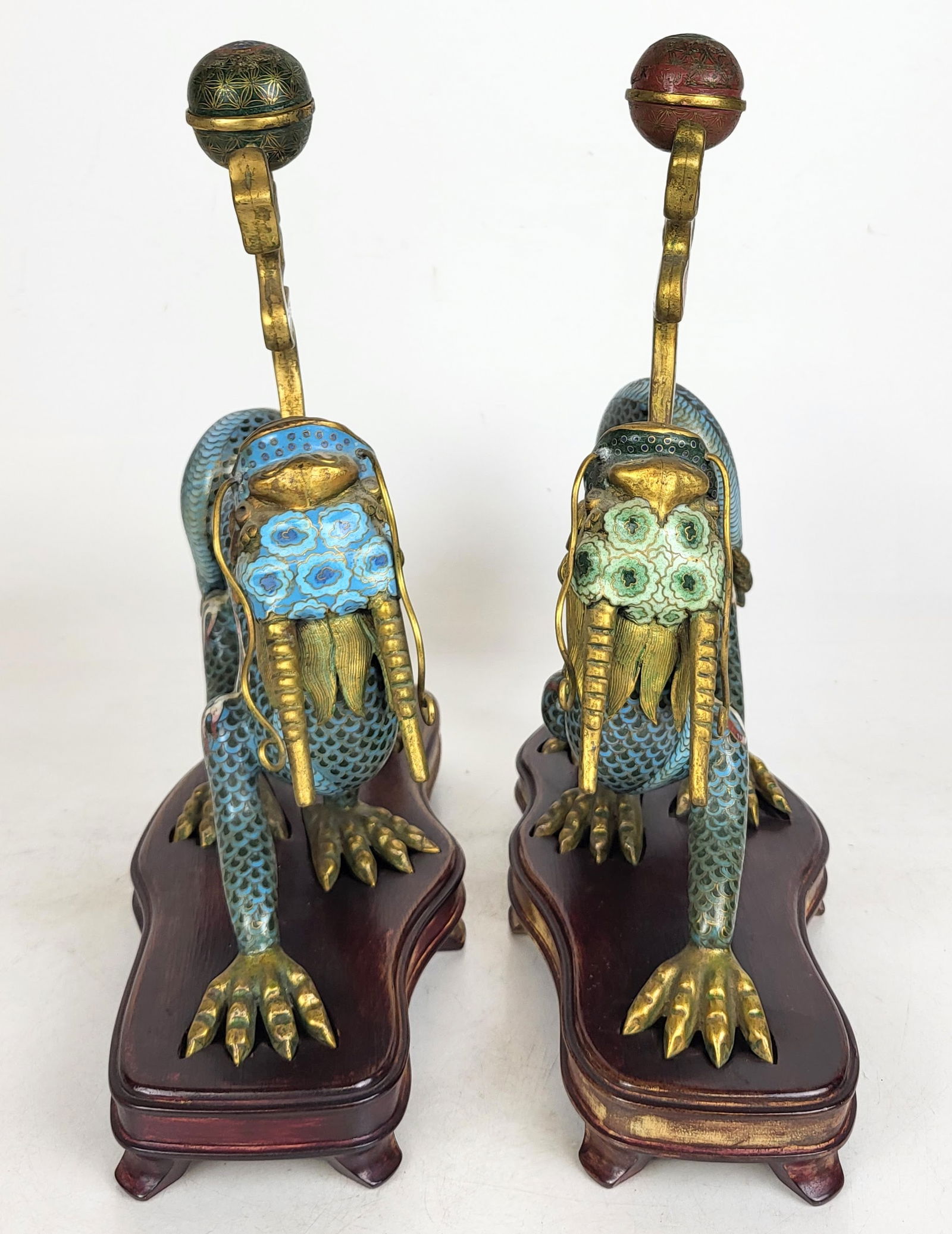 Chinese Cloisonne Dragon Pricket Sticks - Pair - 3