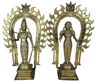 Pair 19th Century Indian Bronze Standing Figures