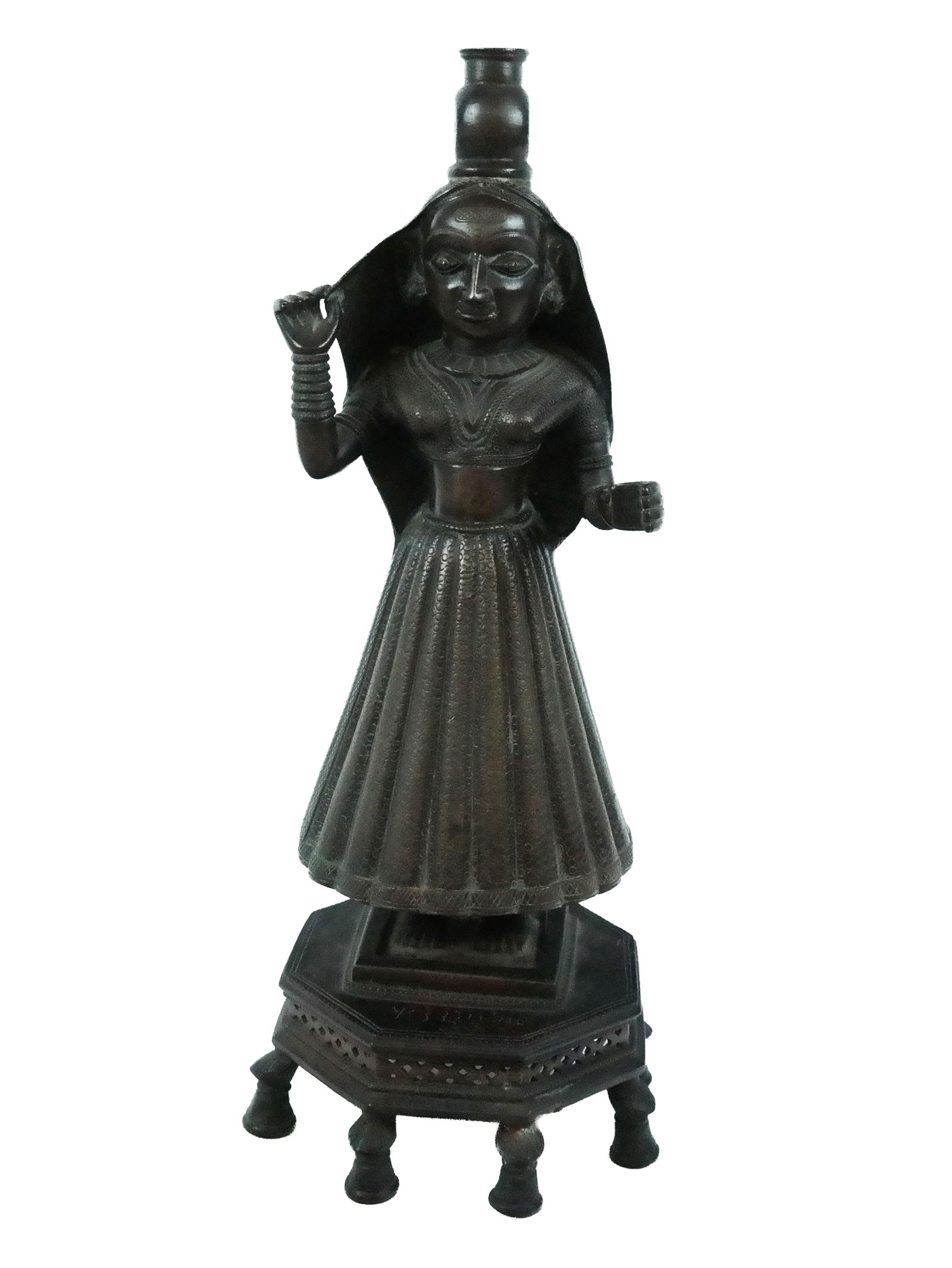 Indian Bikaner Bronze Figural Candlestick (1 of 14)