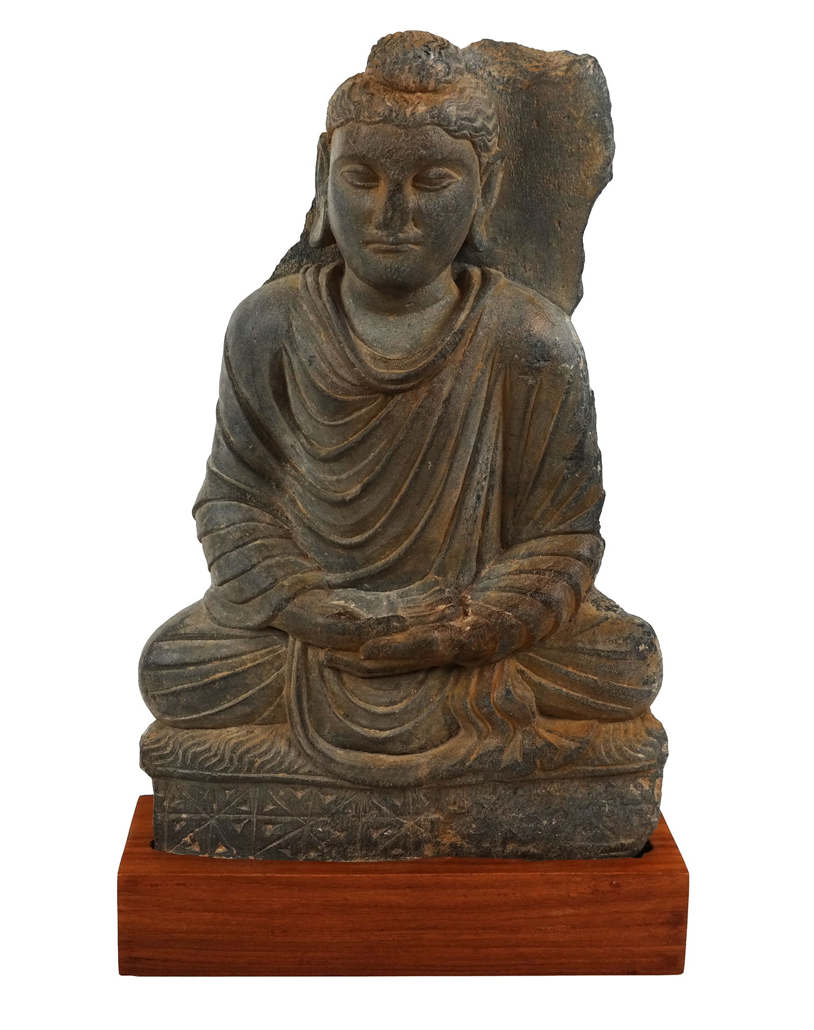 Gandhar Gray Schist Seated Buddha on Stand (1 of 13)