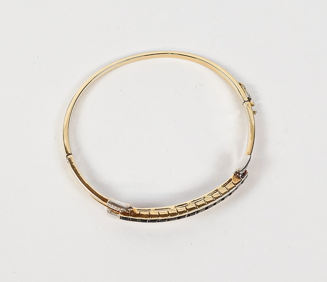Gold, Sapphire and Diamond Bangle Bracelet - 11