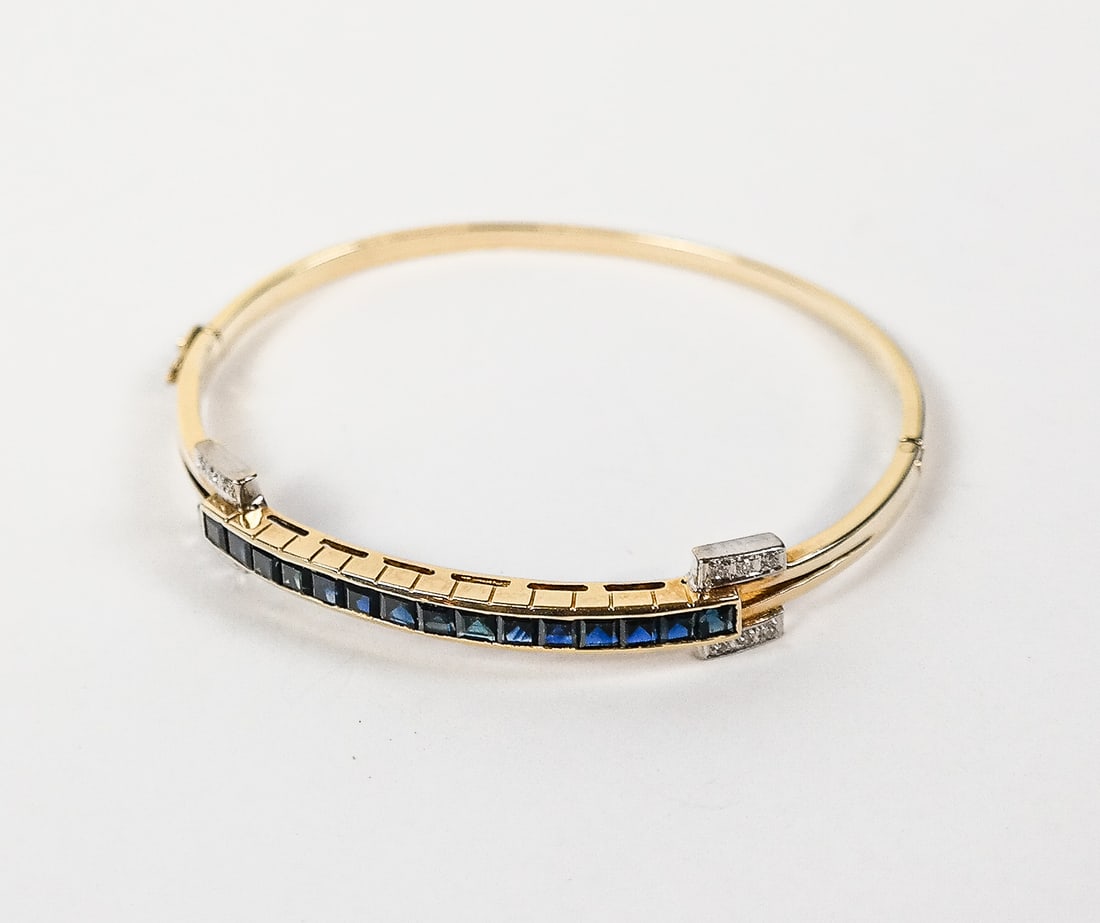 Gold, Sapphire and Diamond Bangle Bracelet (1 of 11)