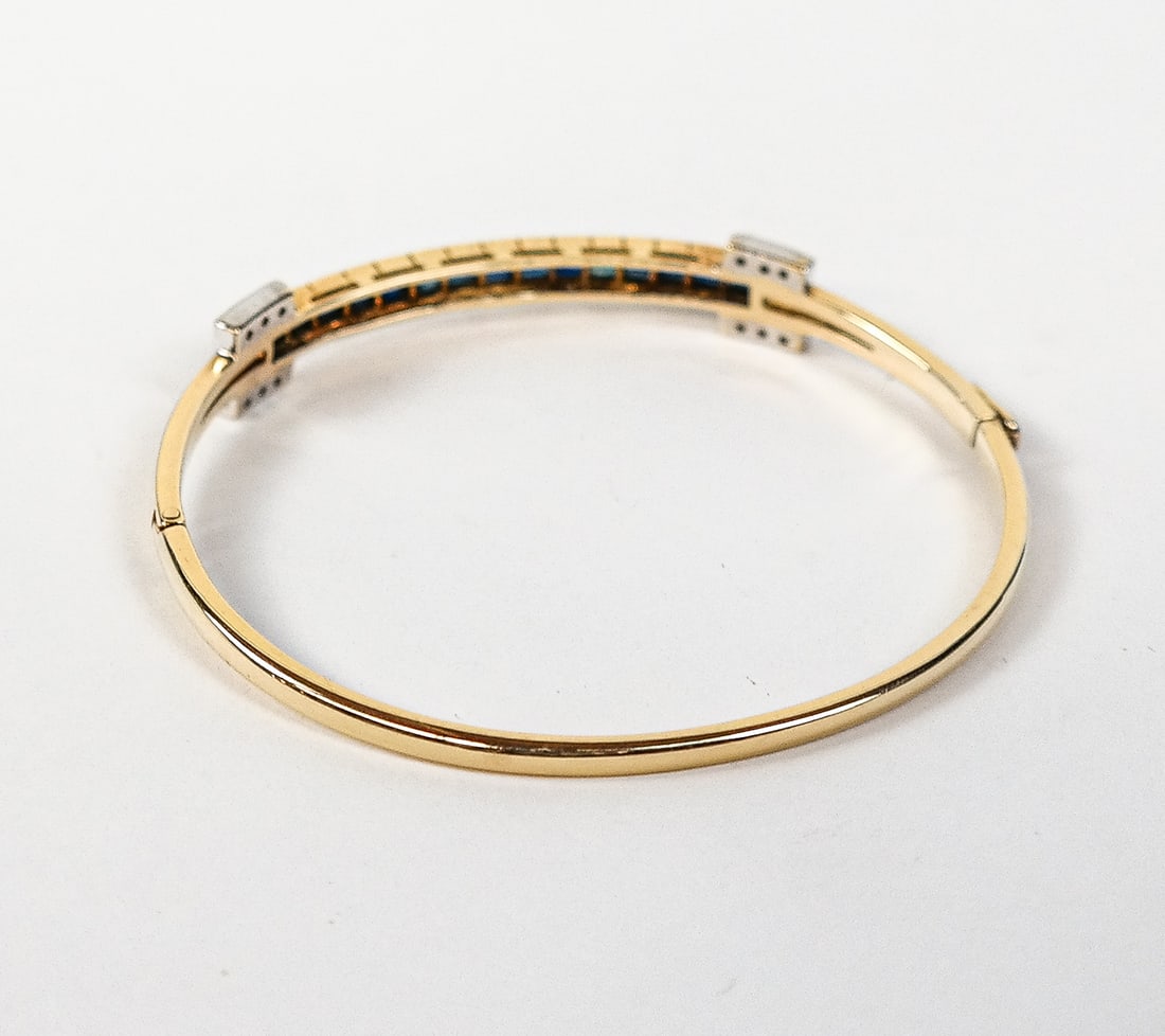 Gold, Sapphire and Diamond Bangle Bracelet - 3