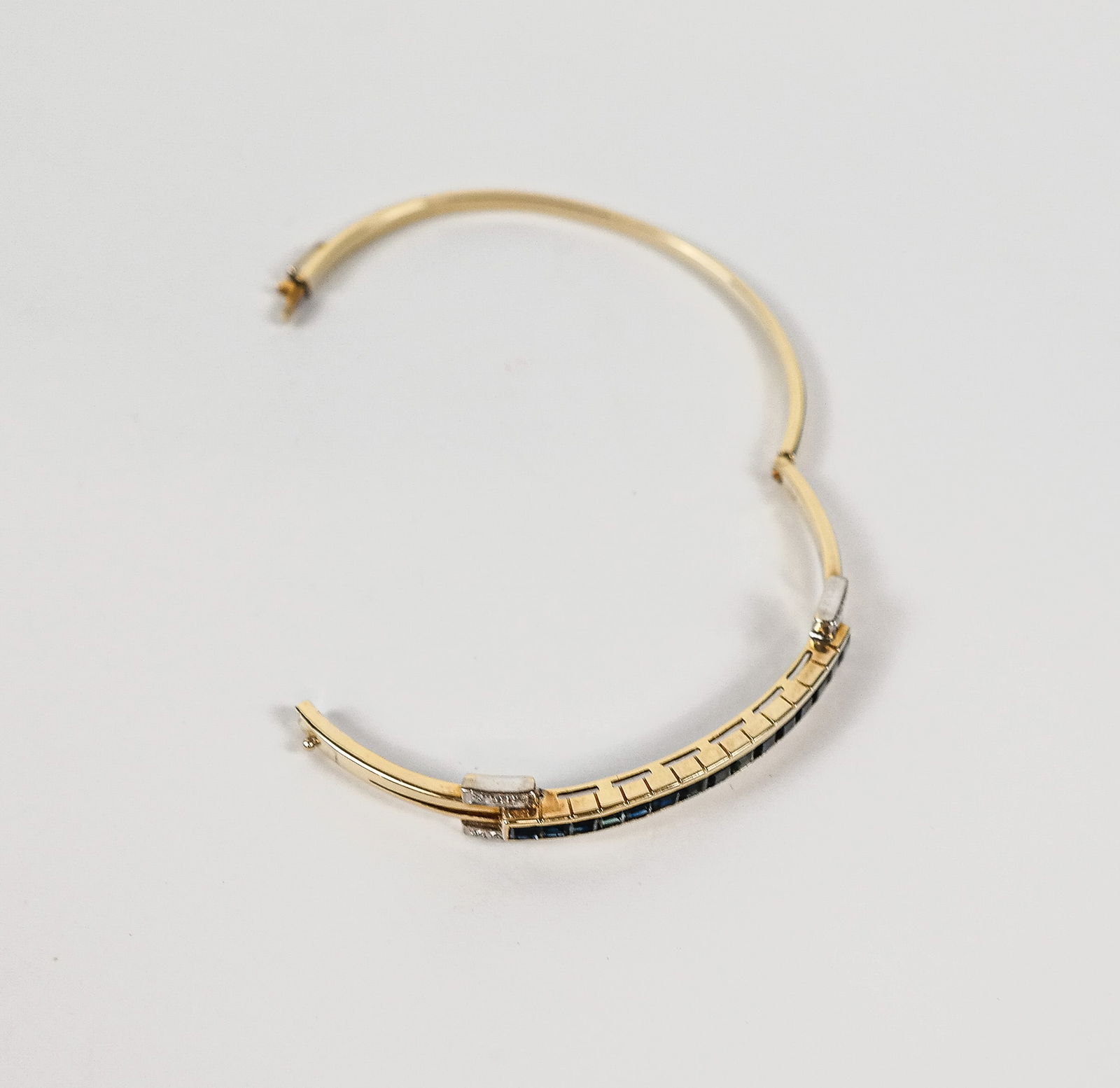 Gold, Sapphire and Diamond Bangle Bracelet - 9