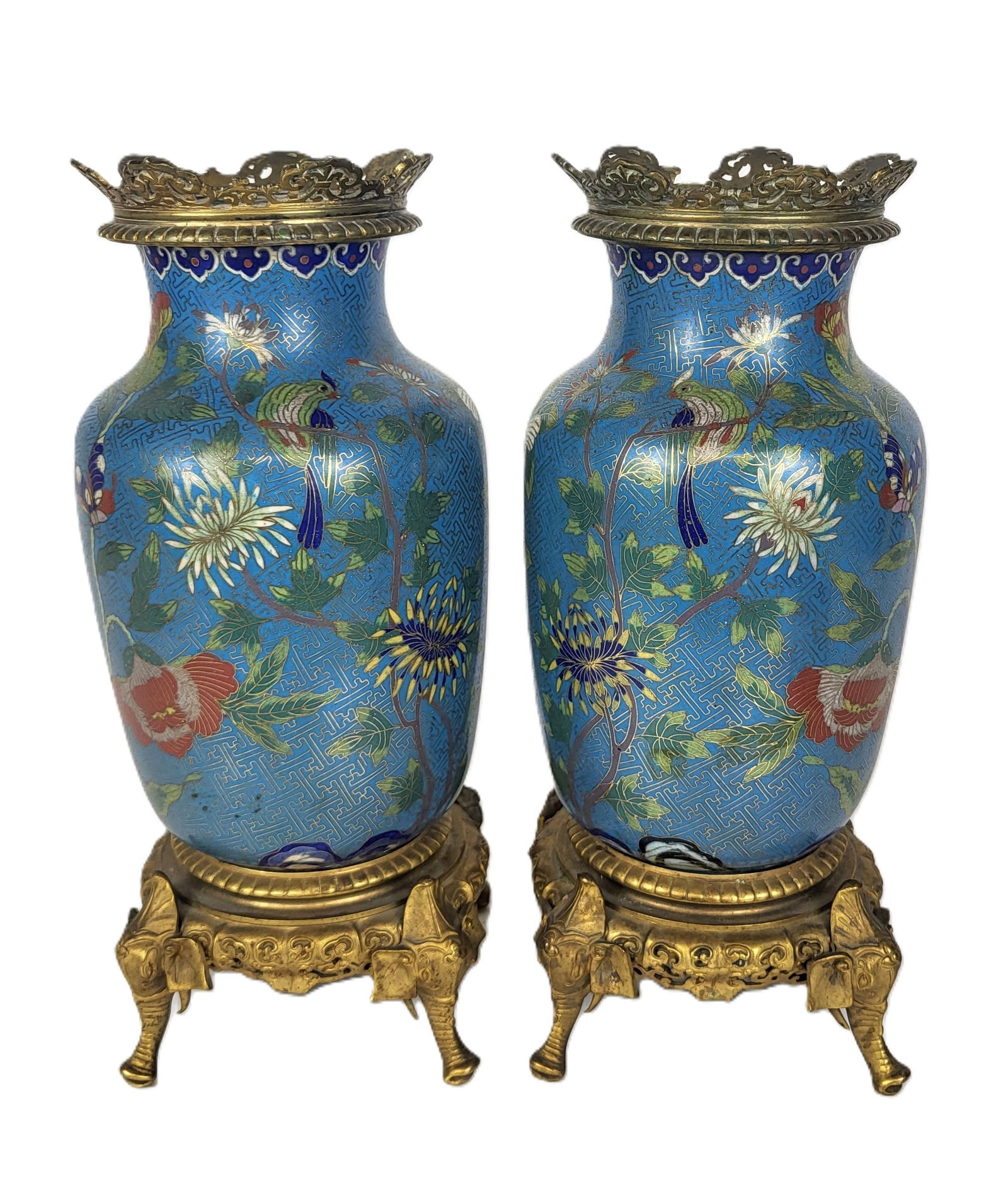 Pair of Chinese Cloisonne Vases With Mounts (1 of 12)