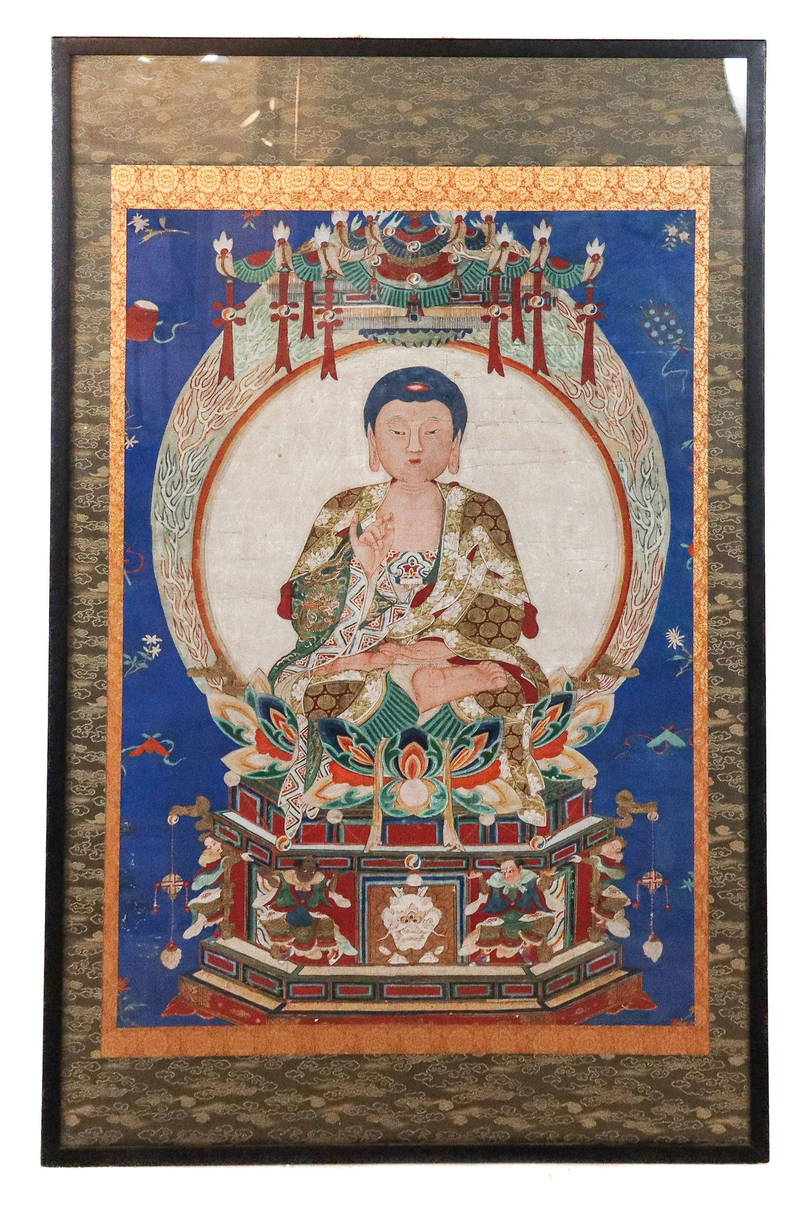 Chinese/Korean Painting of a Seated Buddha, Framed (1 of 13)