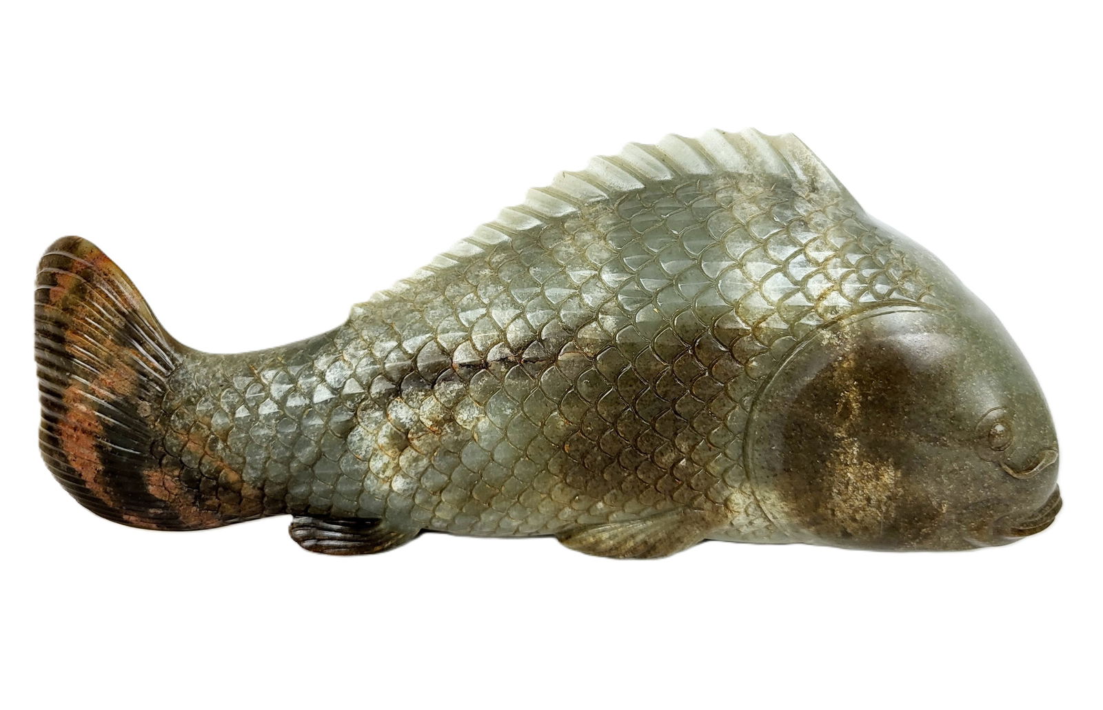 Chinese Carved Celadon Jade Fish (1 of 15)