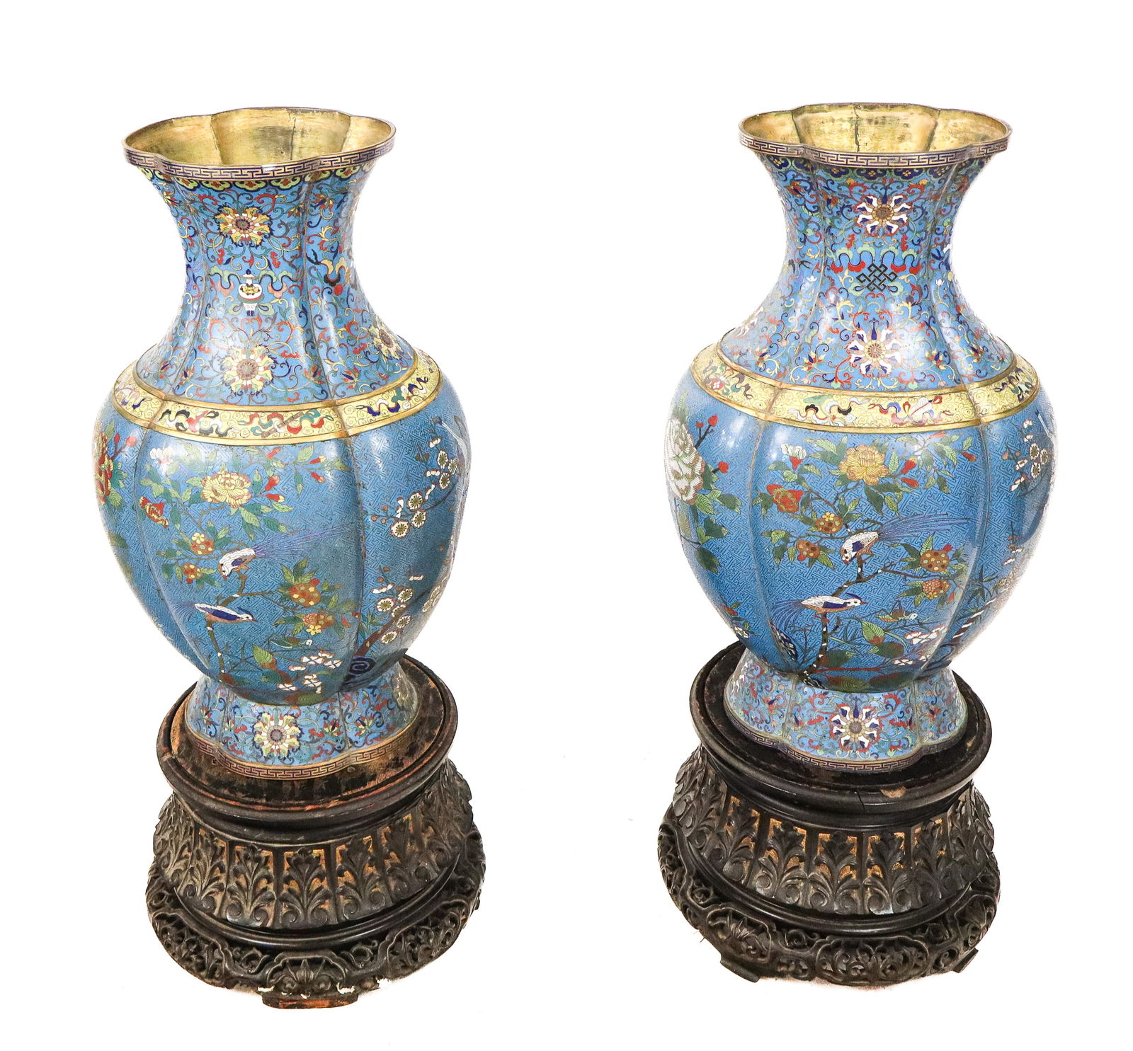 Pair of Large Chinese Cloisonne Vases on Stands (1 of 20)