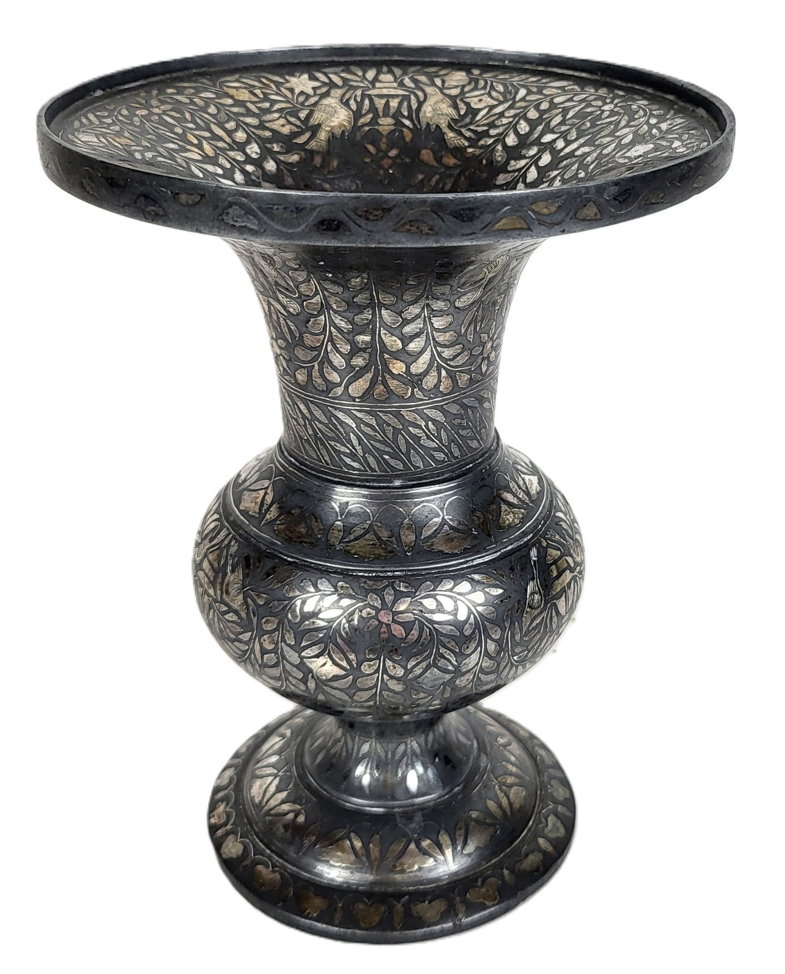 Indian Silver Inlay Bidri Vase (1 of 8)
