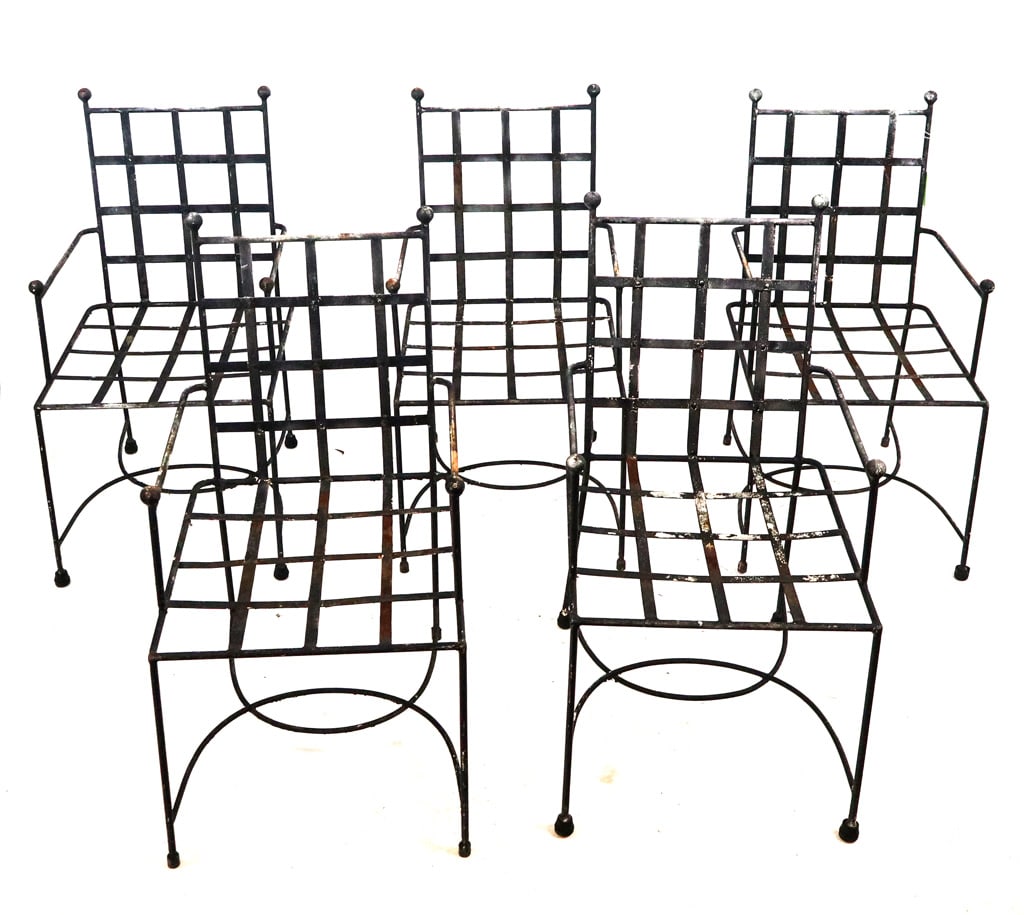Five Black Painted Woven Slat Garden Armchairs (1 of 11)