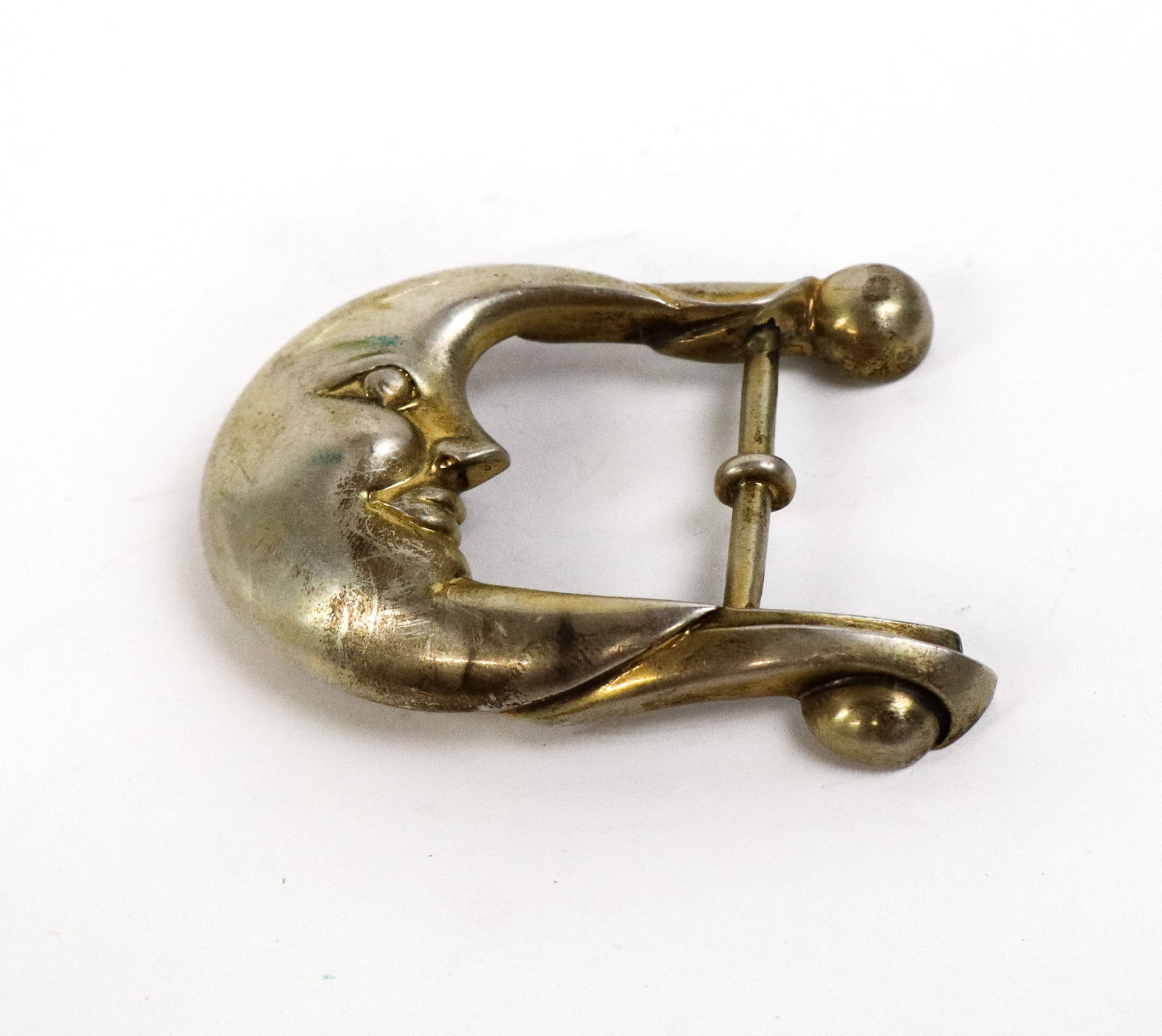 Barry Kieselstein Cord Silver Moon Belt Buckle: Barry Kieselstein Cord silver moon belt buckle, unsigned. [2 ozt., 3" H x 2.25" W]. Overall condition is good, tarnished.