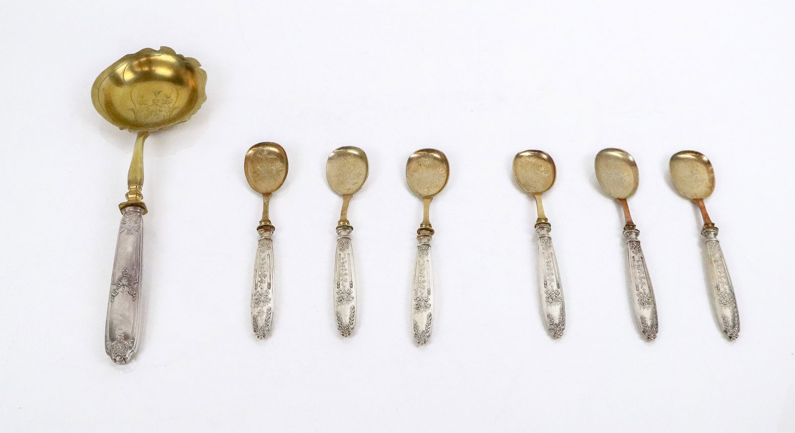 French Silver Spoon Set, 7 (1 of 9)