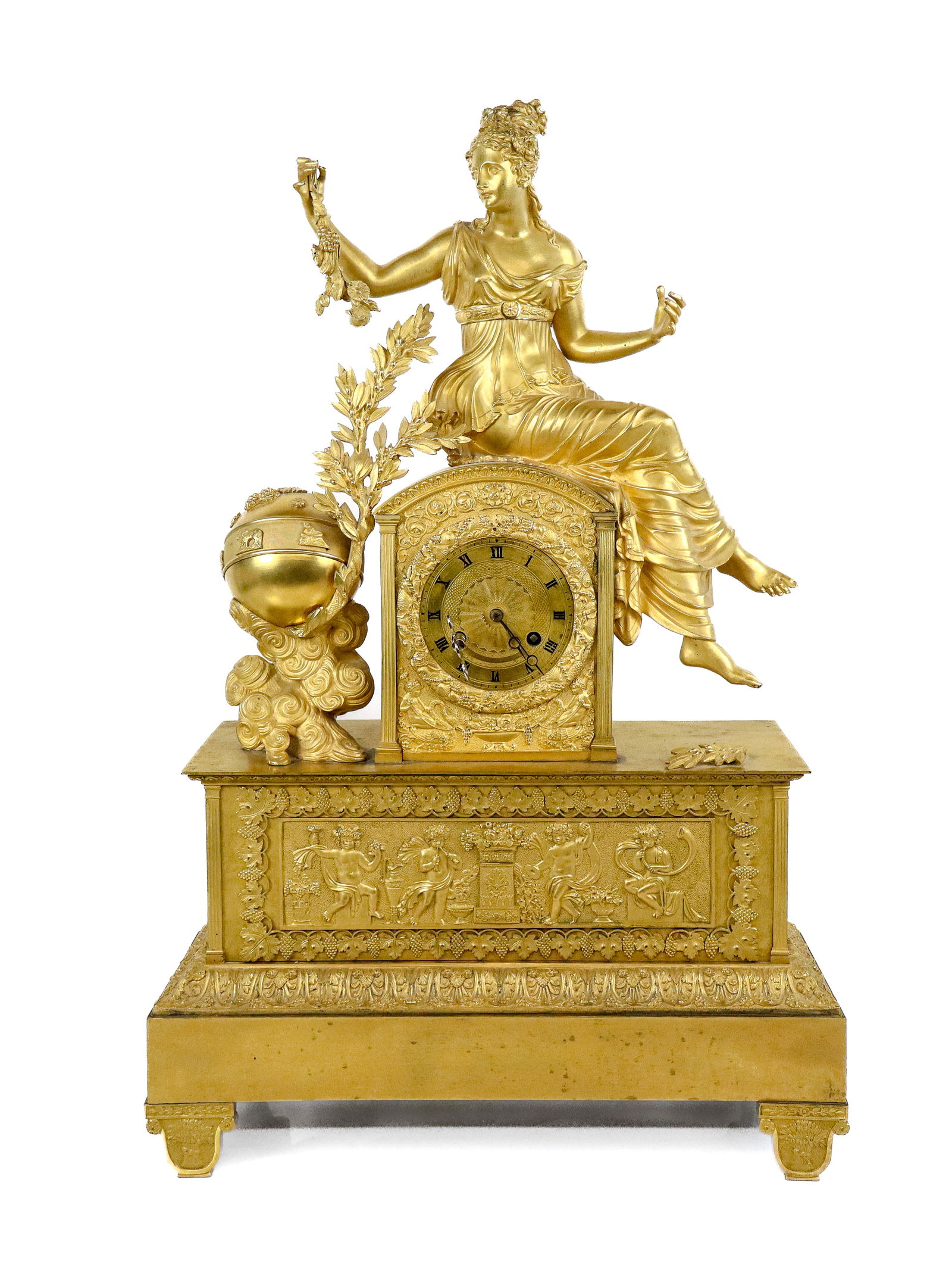 French Empire Gilt Bronze Figural Mantel Clock (1 of 14)