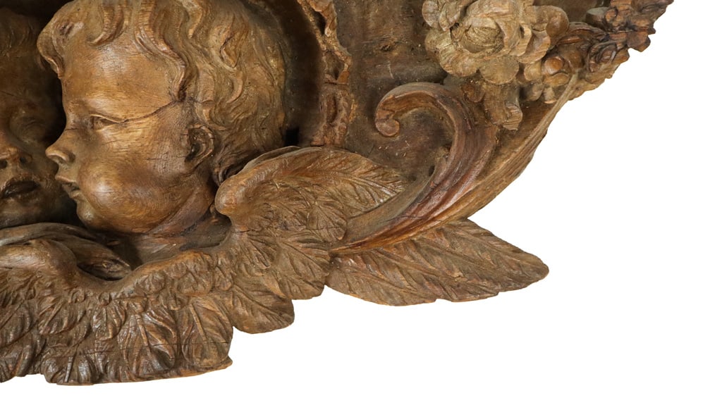 Rococo Carved Wood Applique with Putti - 5