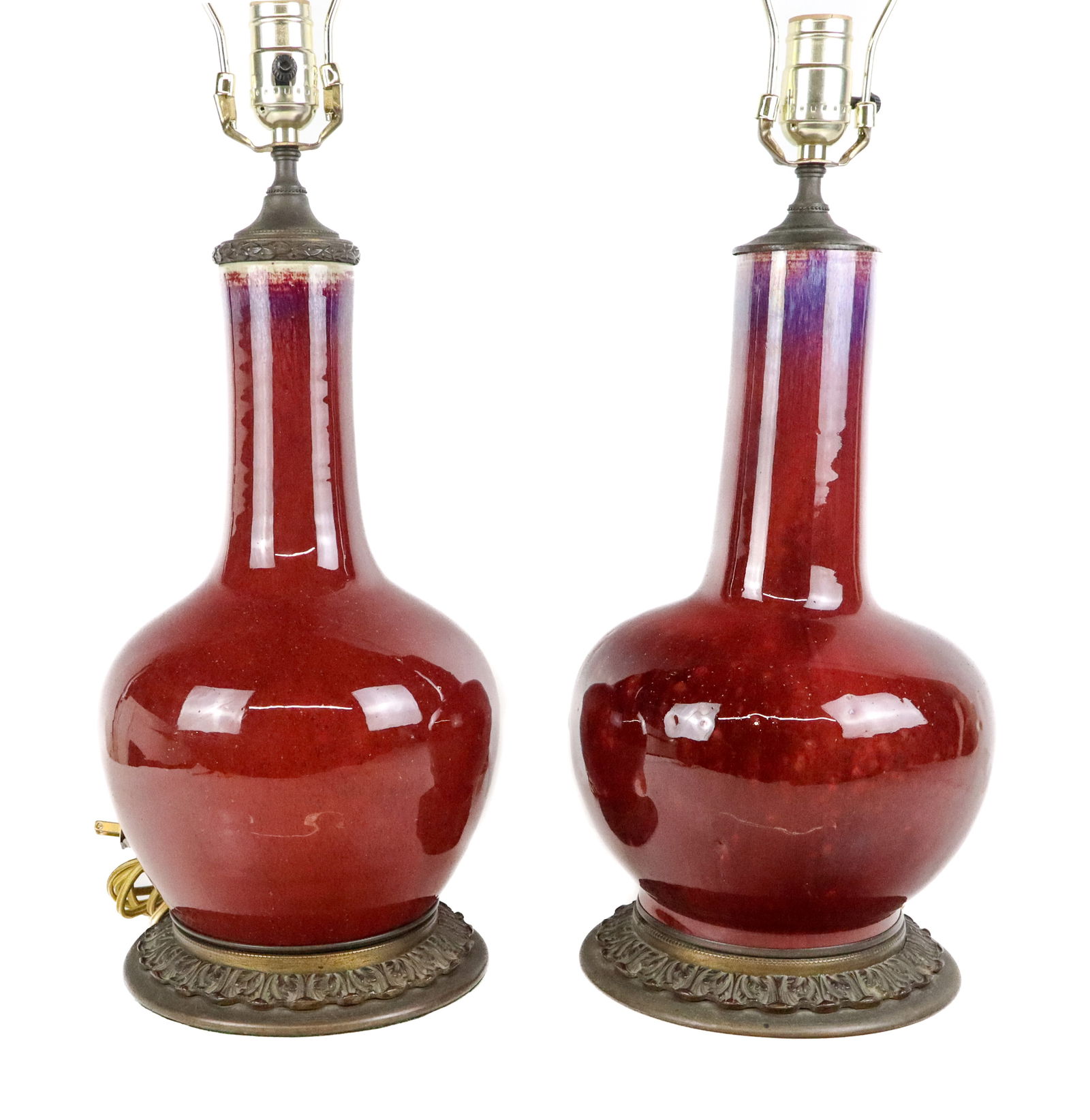 Pair of Chinese Sang de Boeuf Lamps (1 of 12)