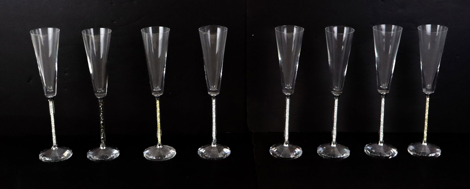 Oleg Cassini Set of Crystal Champagne Flutes, 8 (1 of 9)