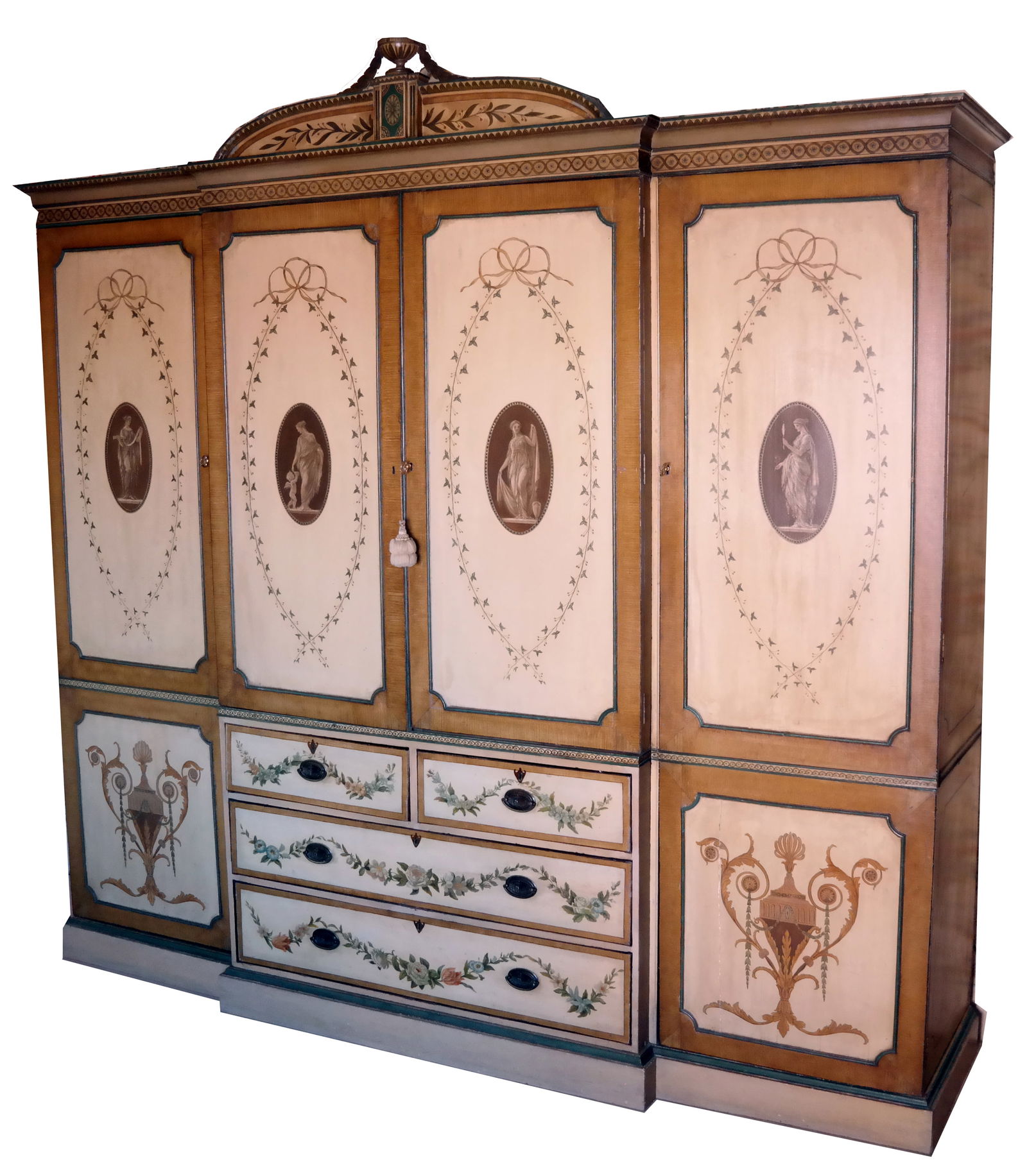 Monumental Adam Style Hand Painted Armoire (1 of 15)