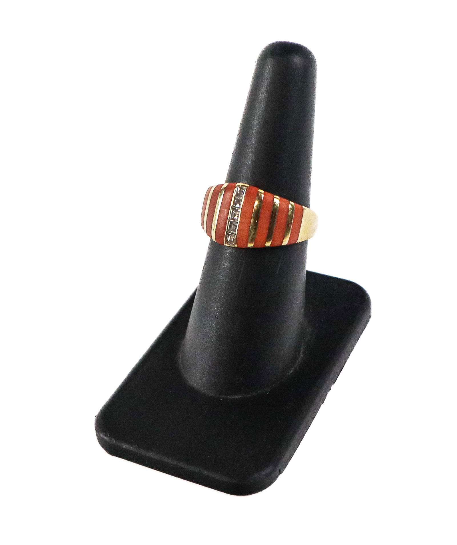 Coral, Diamond and Gold Ring (1 of 9)