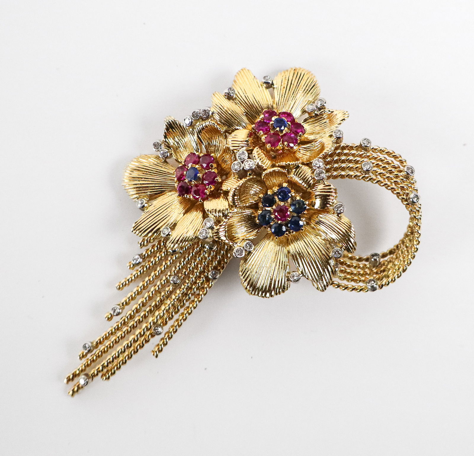 Gold, Ruby, Sapphire and Diamond Clip Brooch (1 of 10)