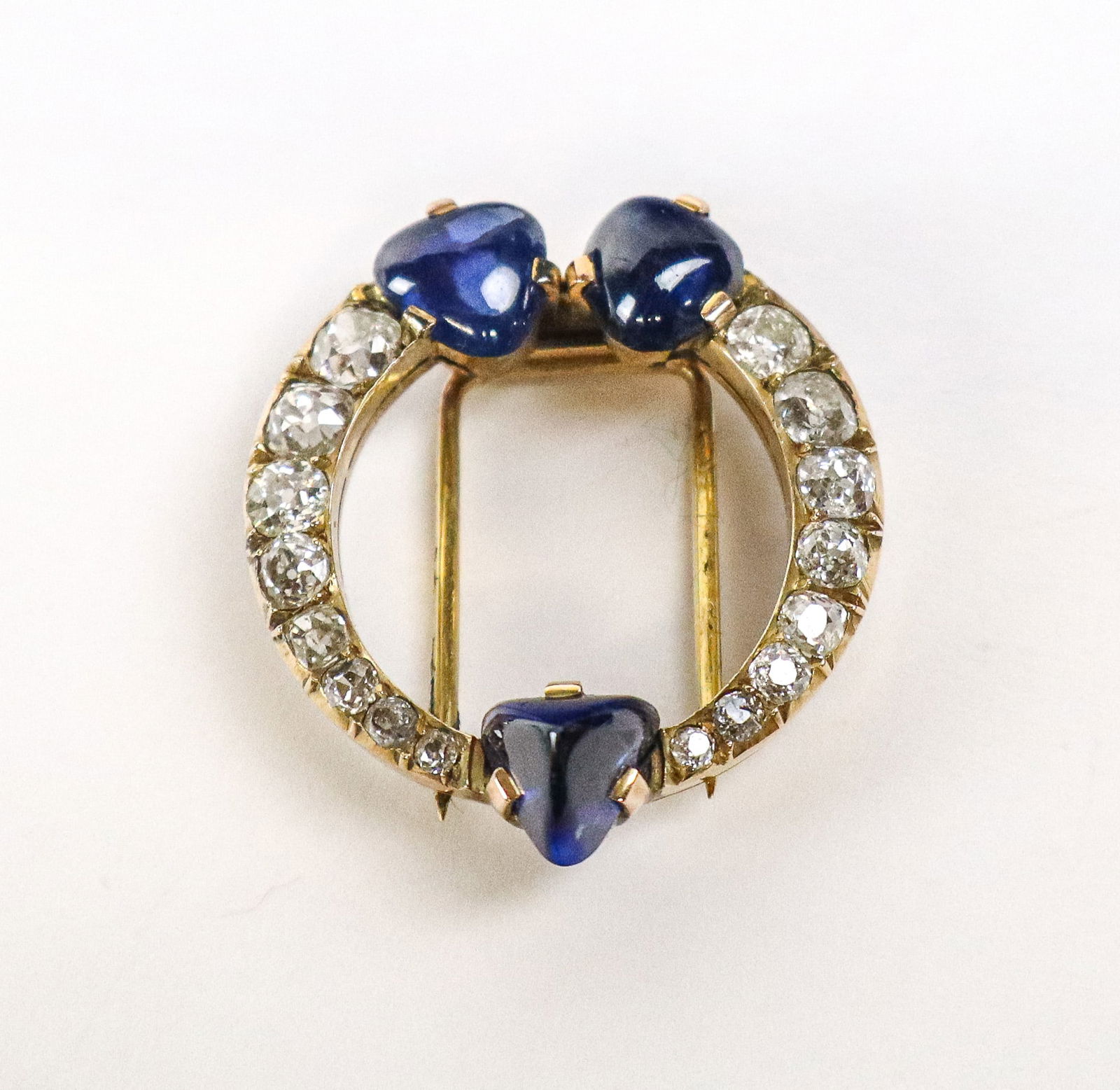 Antique Cabochon Sapphire and Diamond Circle Clip (1 of 11)