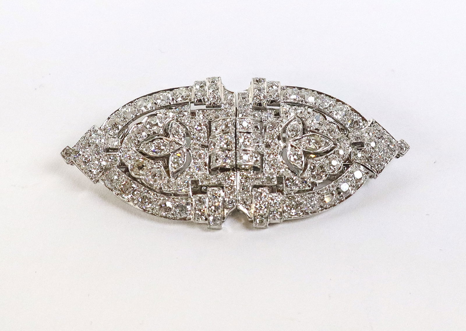 Art Deco Diamond Double Clip Brooch (1 of 11)