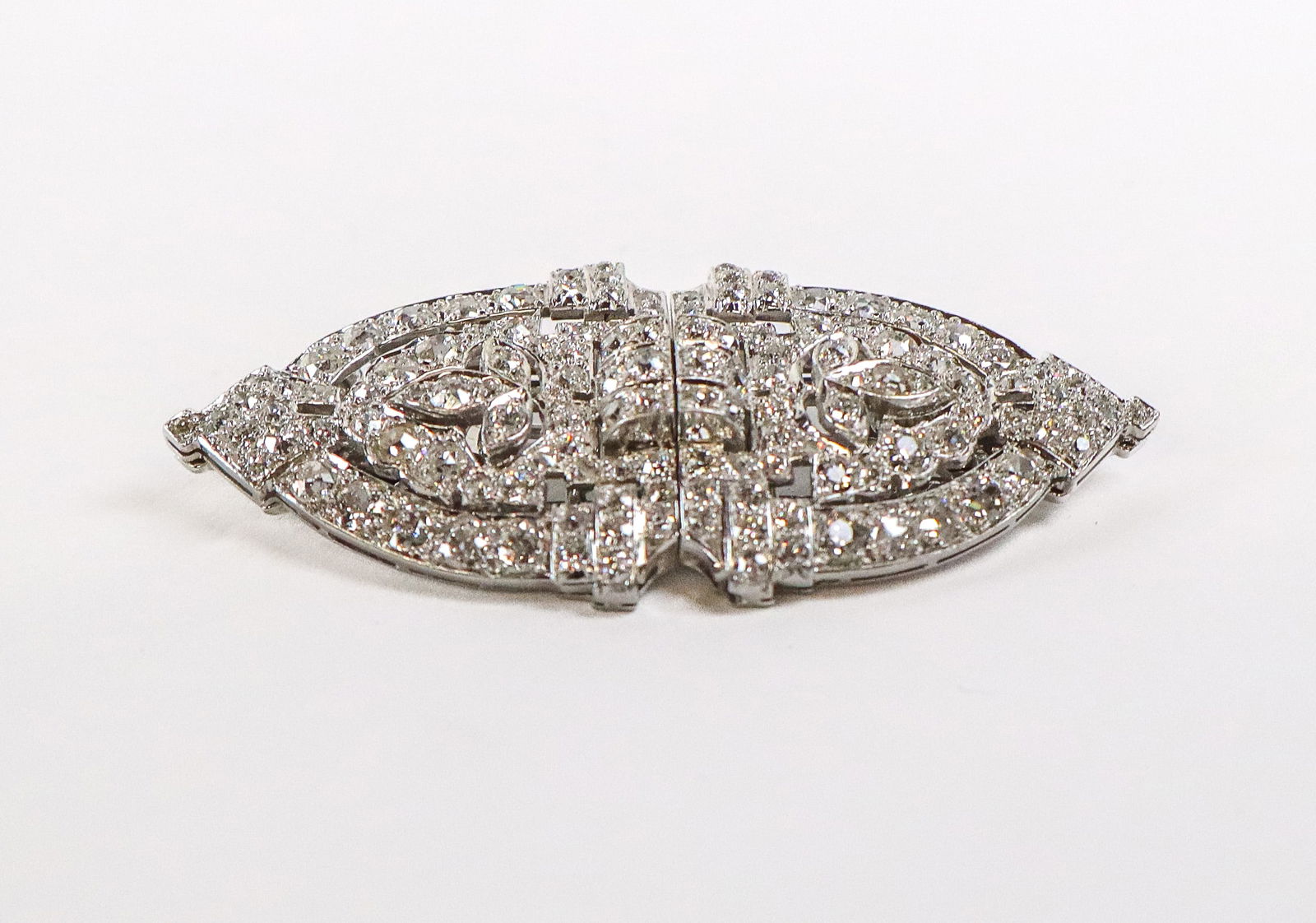Art Deco Diamond Double Clip Brooch - 2