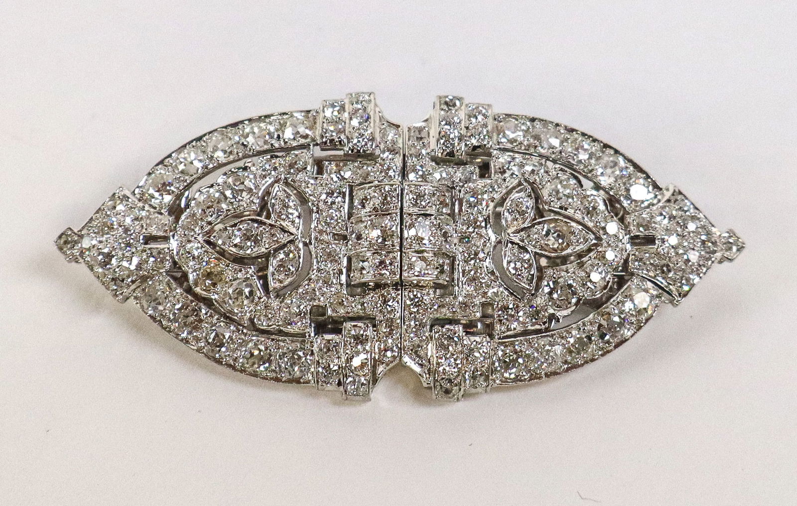 Art Deco Diamond Double Clip Brooch - 3