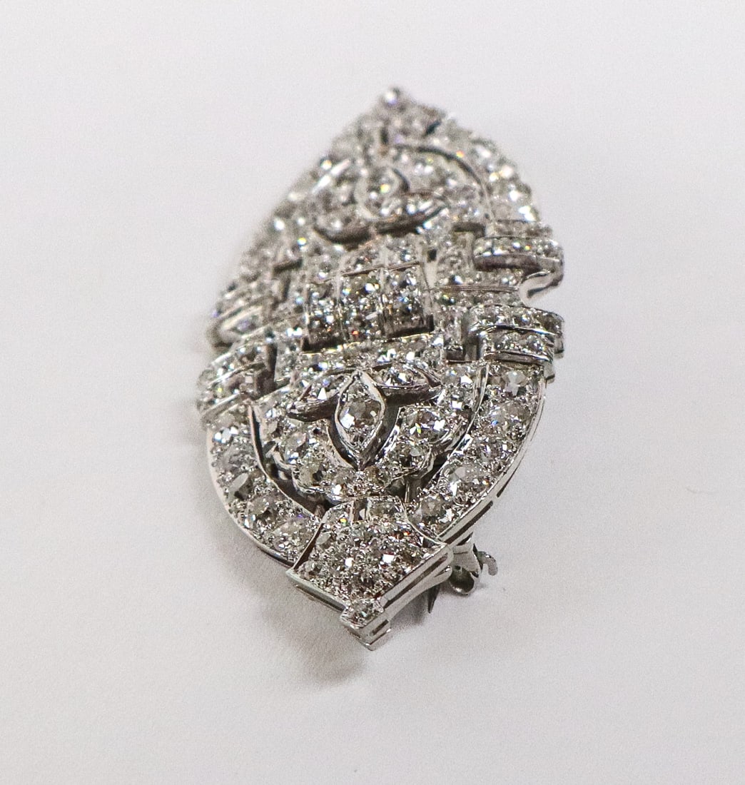 Art Deco Diamond Double Clip Brooch - 4
