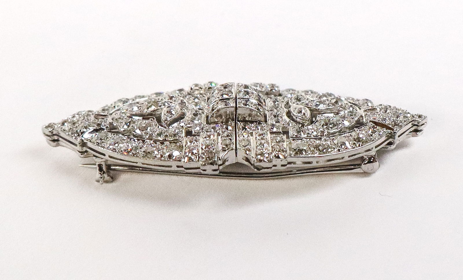 Art Deco Diamond Double Clip Brooch - 5