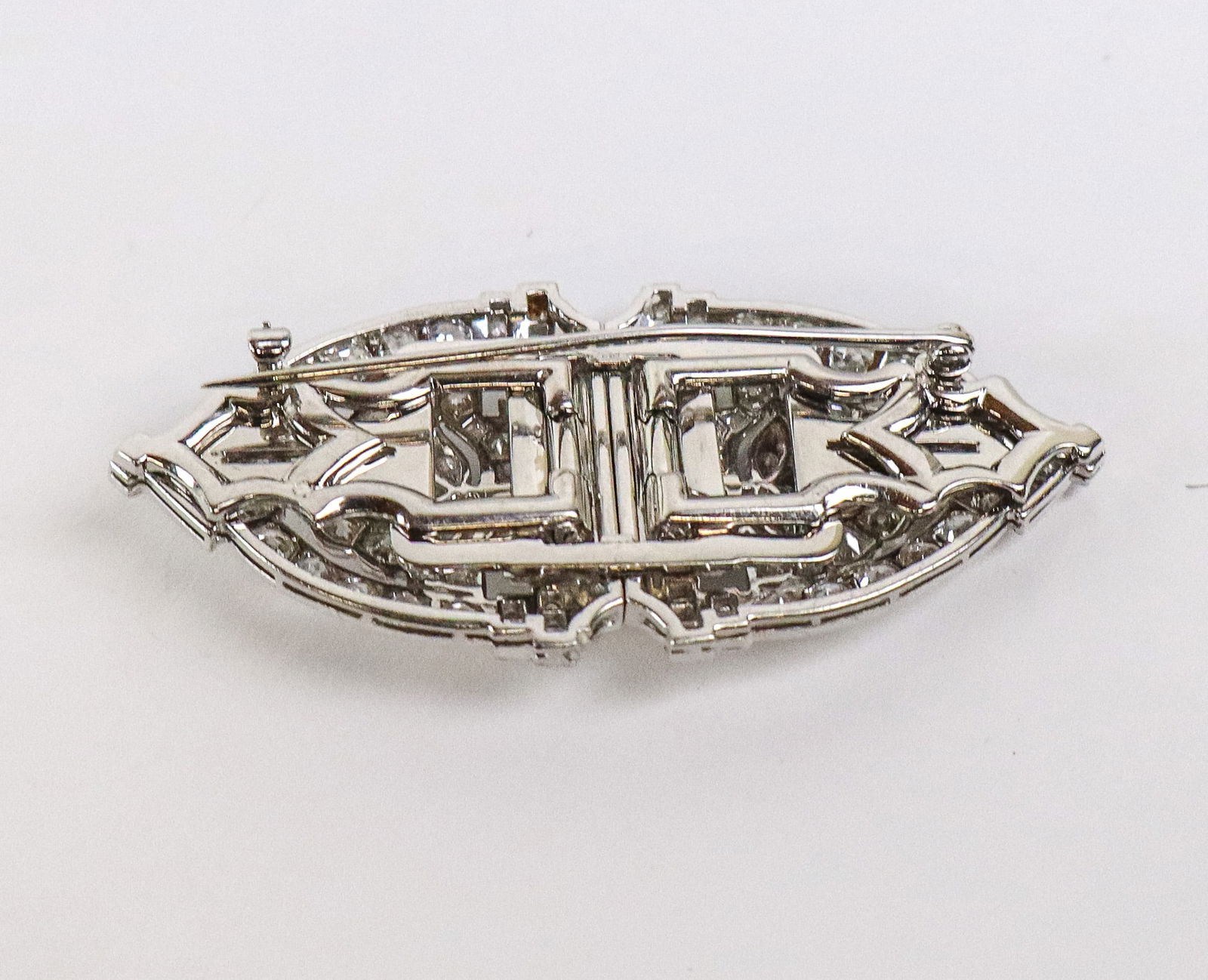 Art Deco Diamond Double Clip Brooch - 7