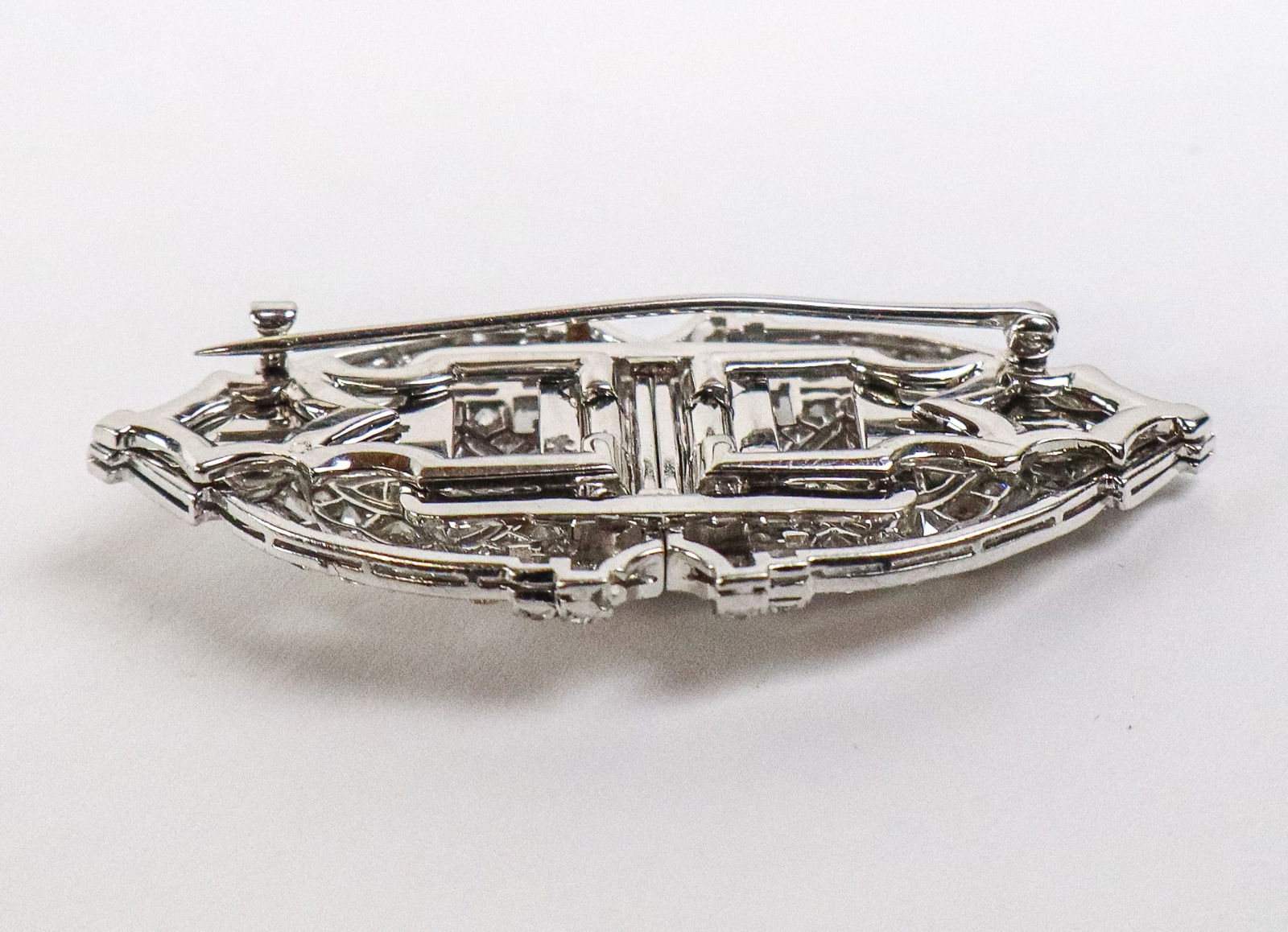 Art Deco Diamond Double Clip Brooch - 8