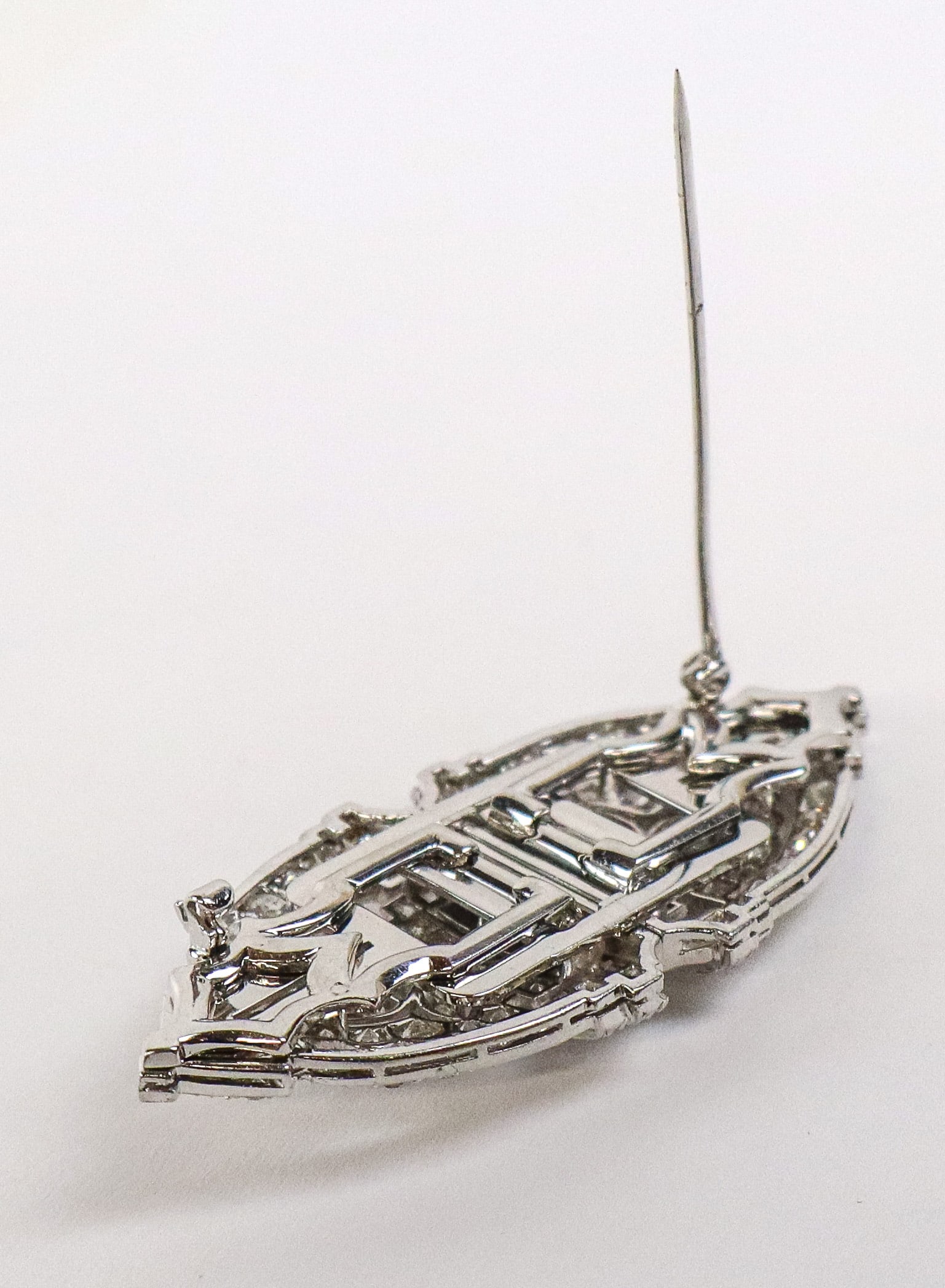 Art Deco Diamond Double Clip Brooch - 9