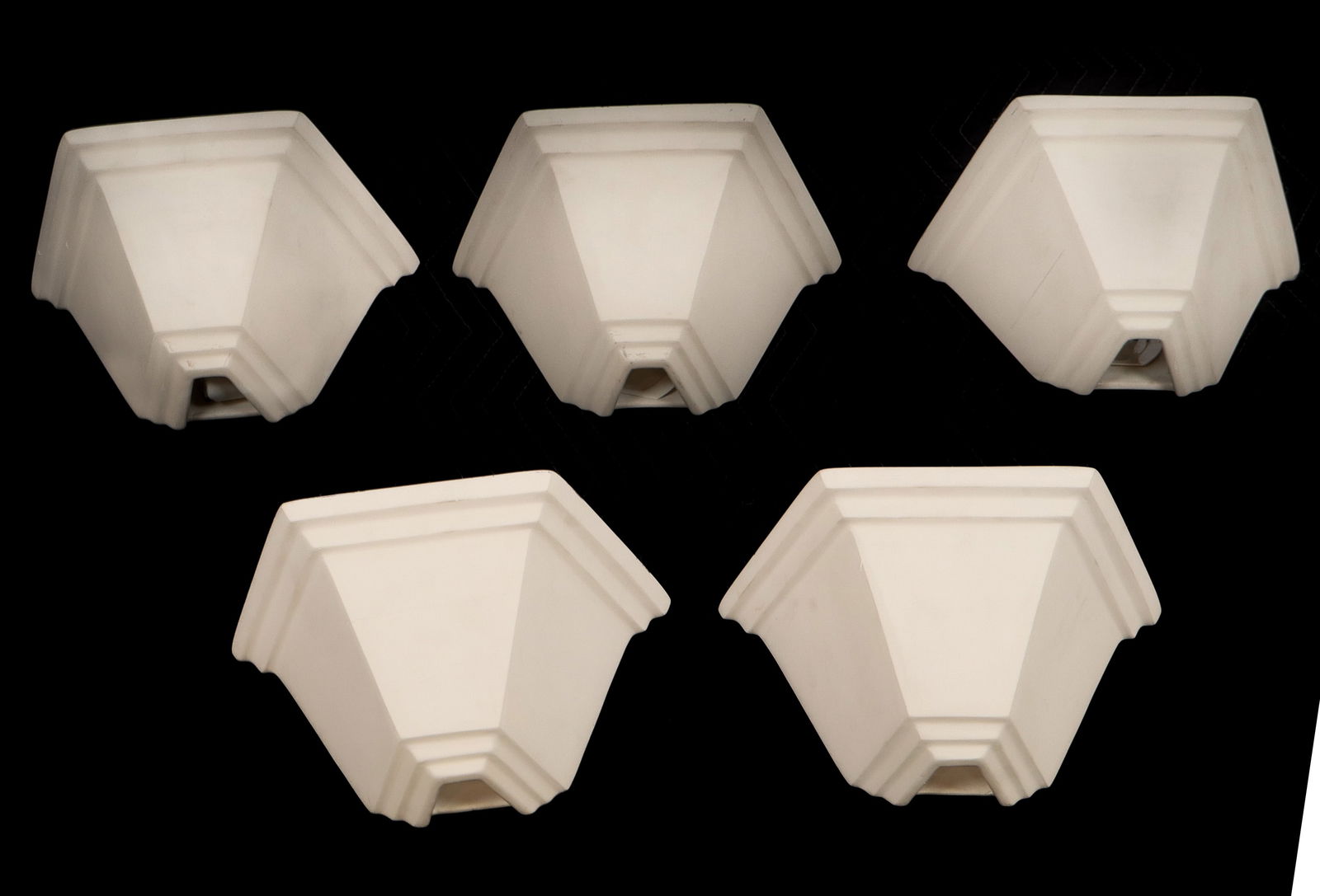 Five Semi-Hexagonal Bisque Porcelain Sconces - 12
