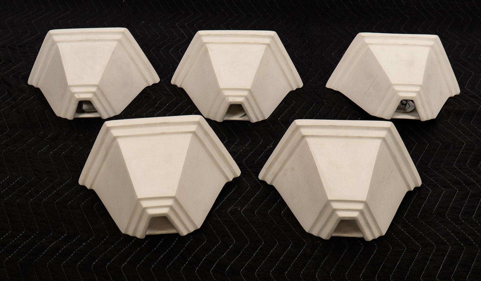 Five Semi-Hexagonal Bisque Porcelain Sconces - 2